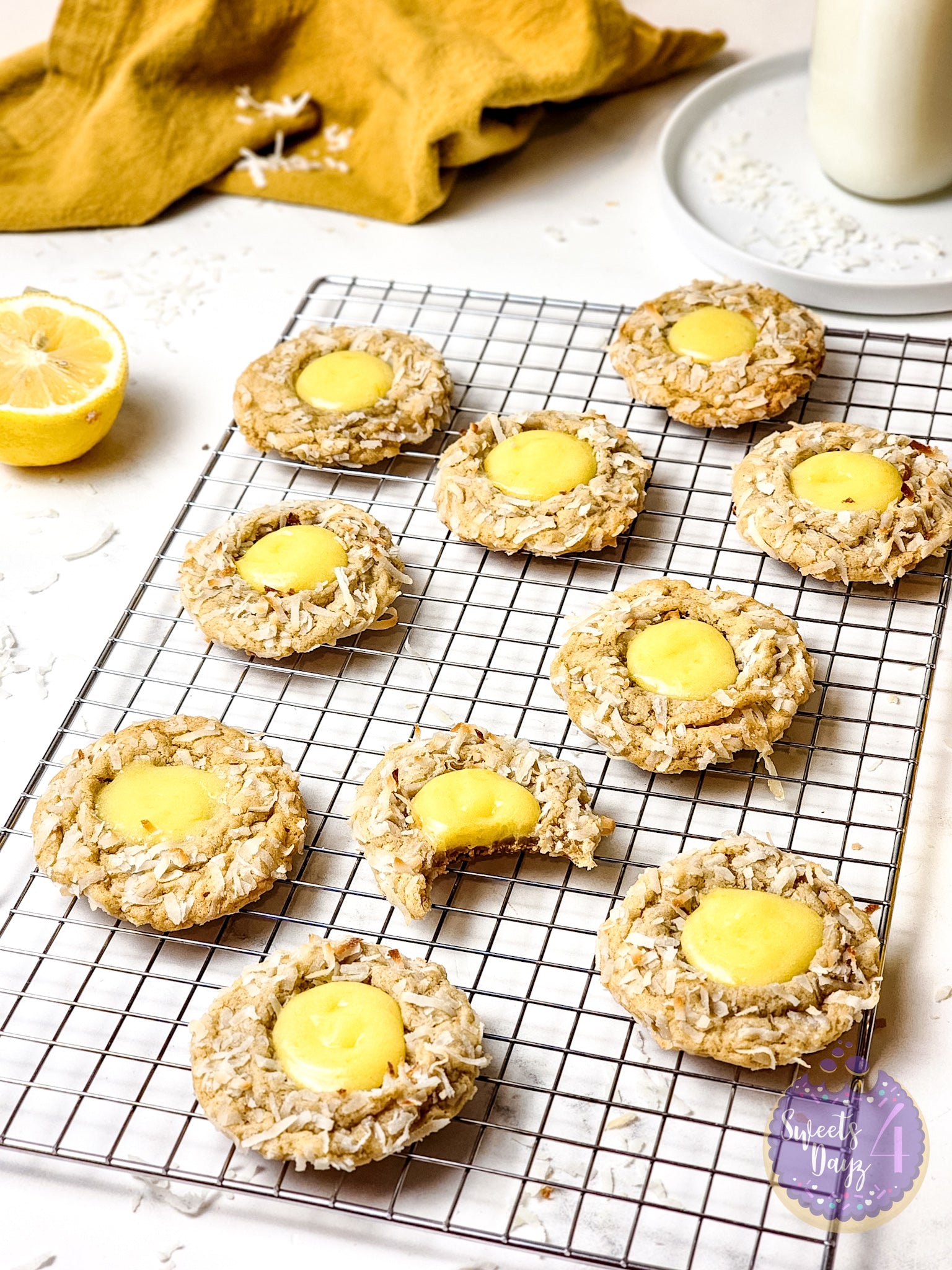 Coconut Lemon Curd Cookies on Marble