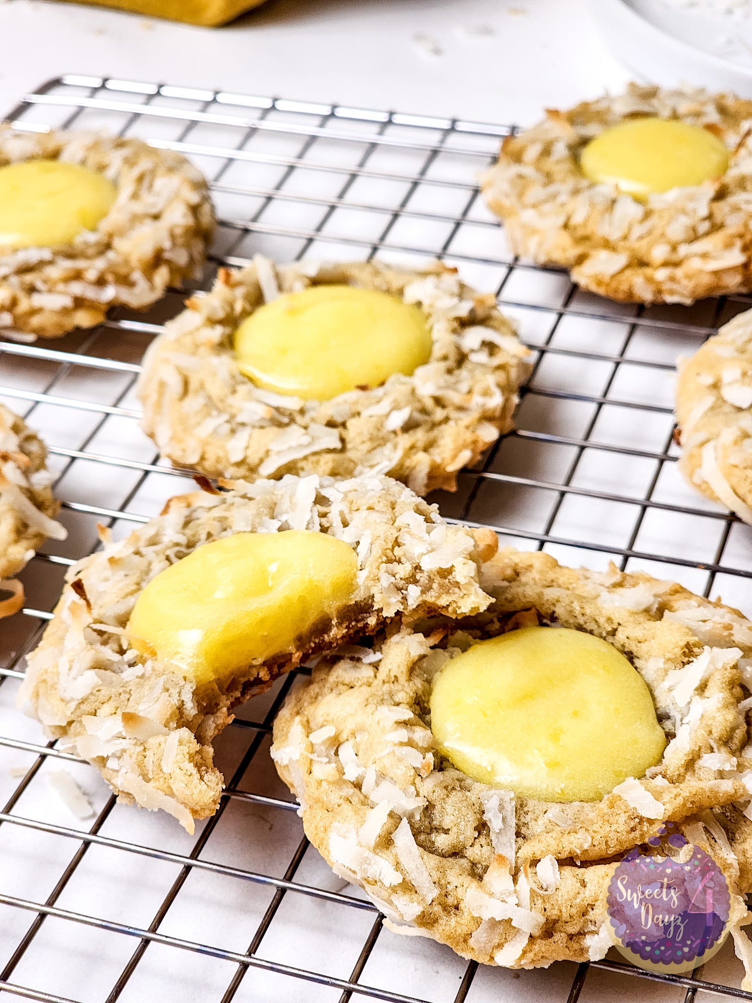 Coconut Lemon Curd Cookies on Marble