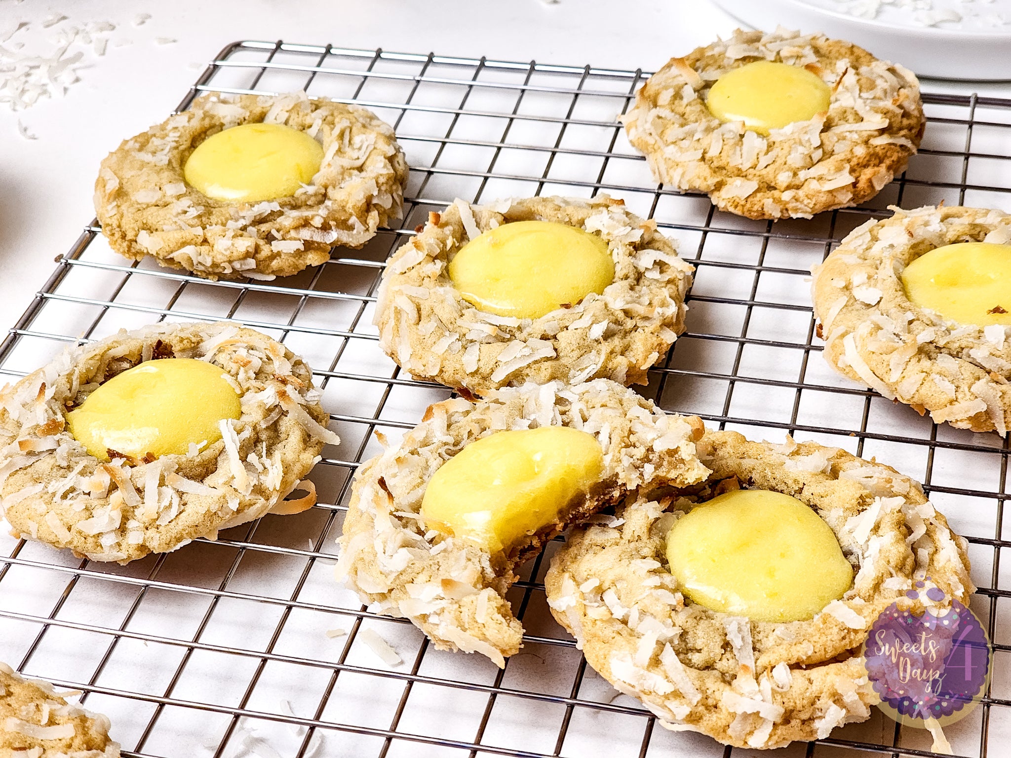 Coconut Lemon Curd Cookies on Marble