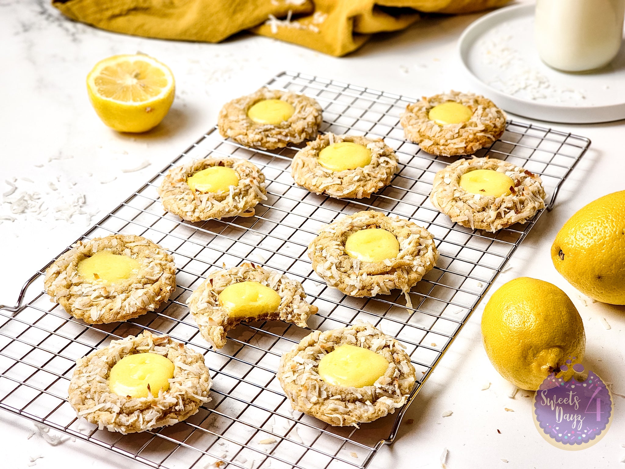 Coconut Lemon Curd Cookies on Marble