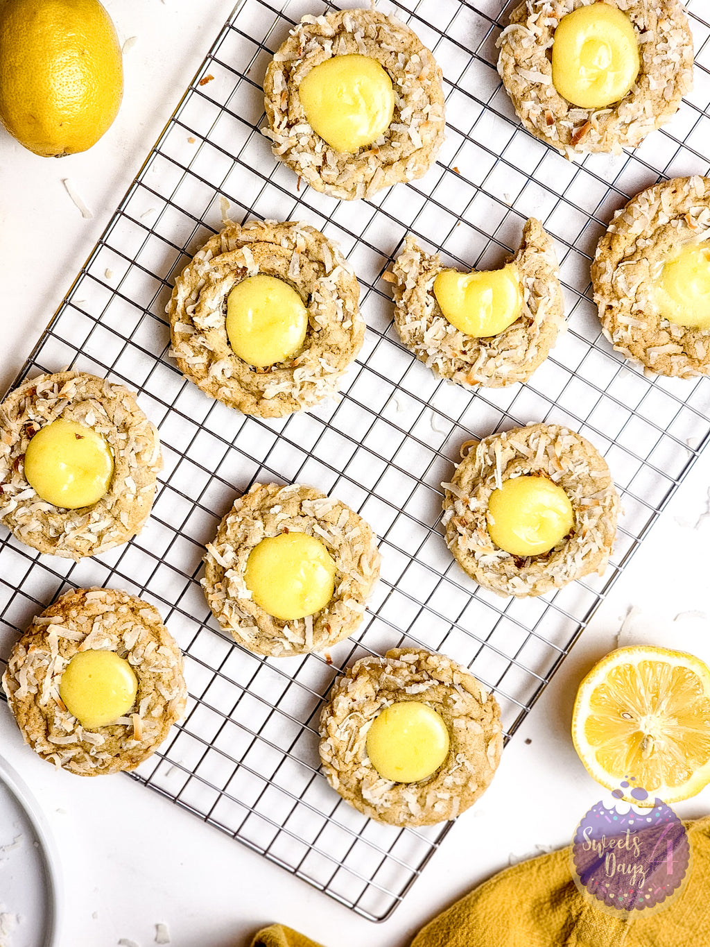 Coconut Lemon Curd Cookies on Marble