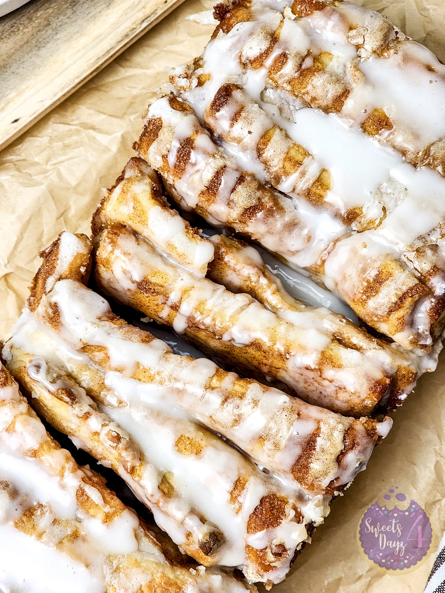 Cinnamon Pull Apart Bread on White