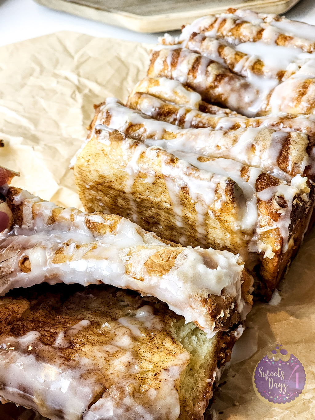 Cinnamon Pull Apart Bread on White