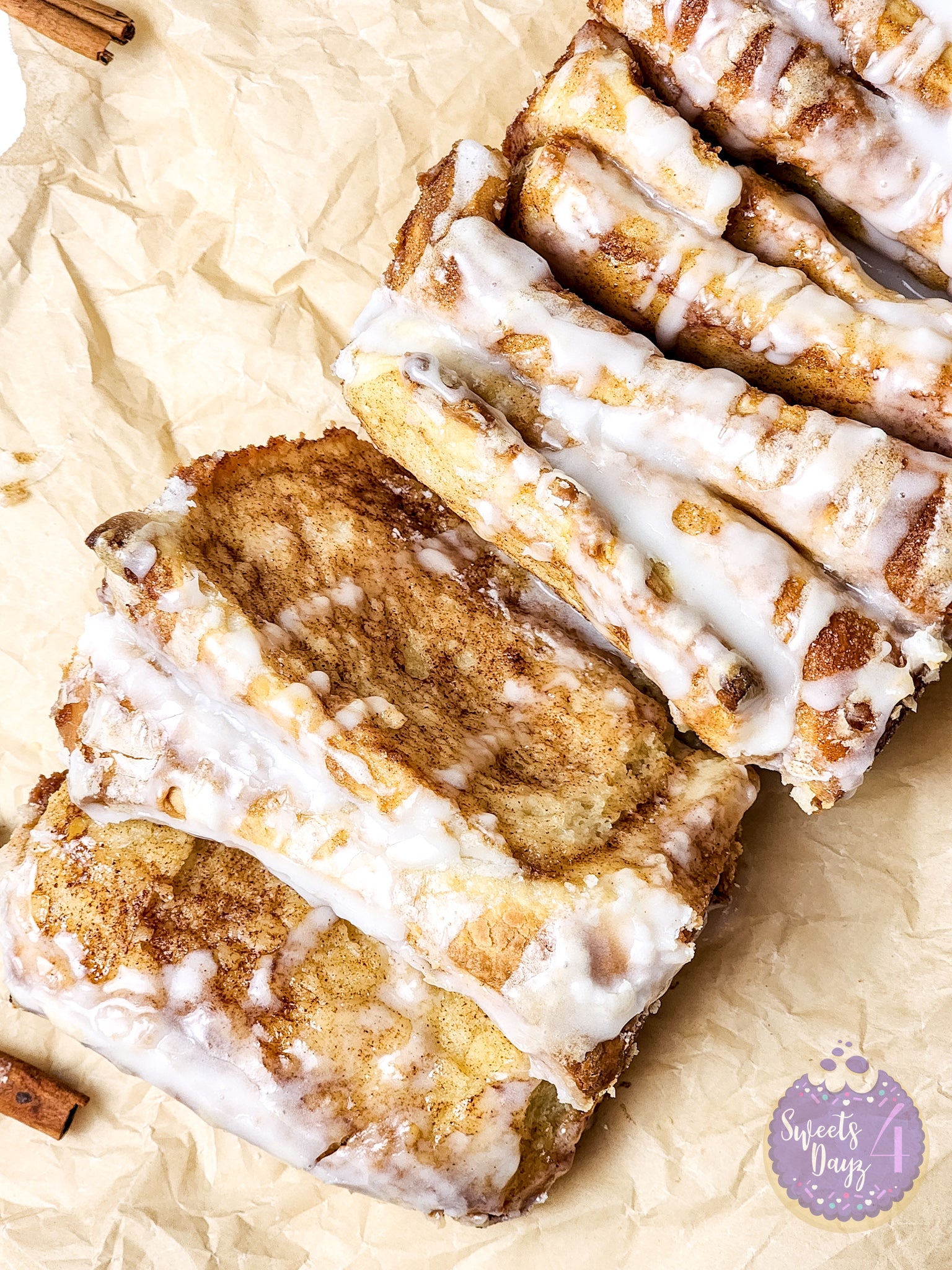 Cinnamon Pull Apart Bread on White