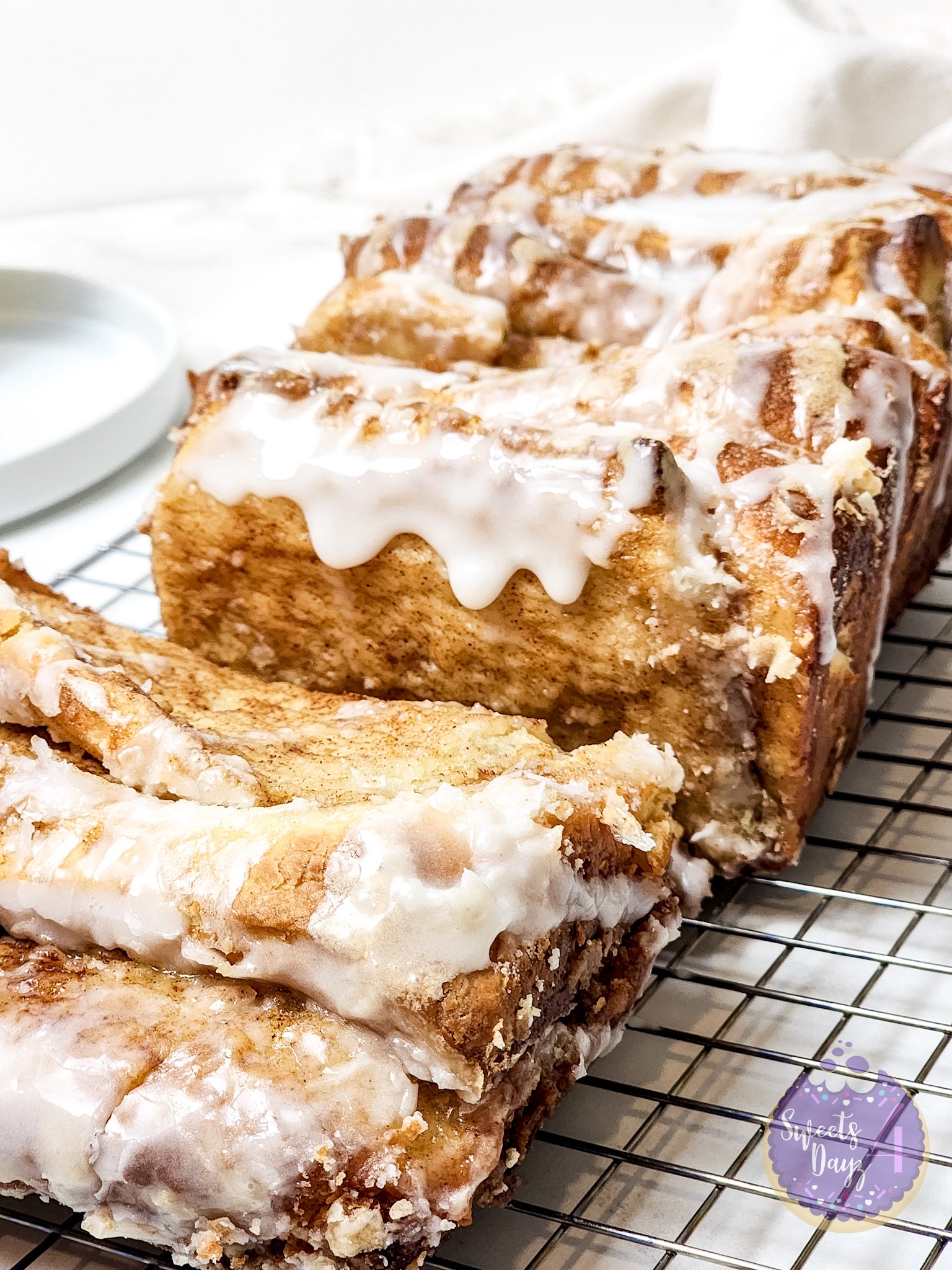 Cinnamon Pull Apart Bread on Marble
