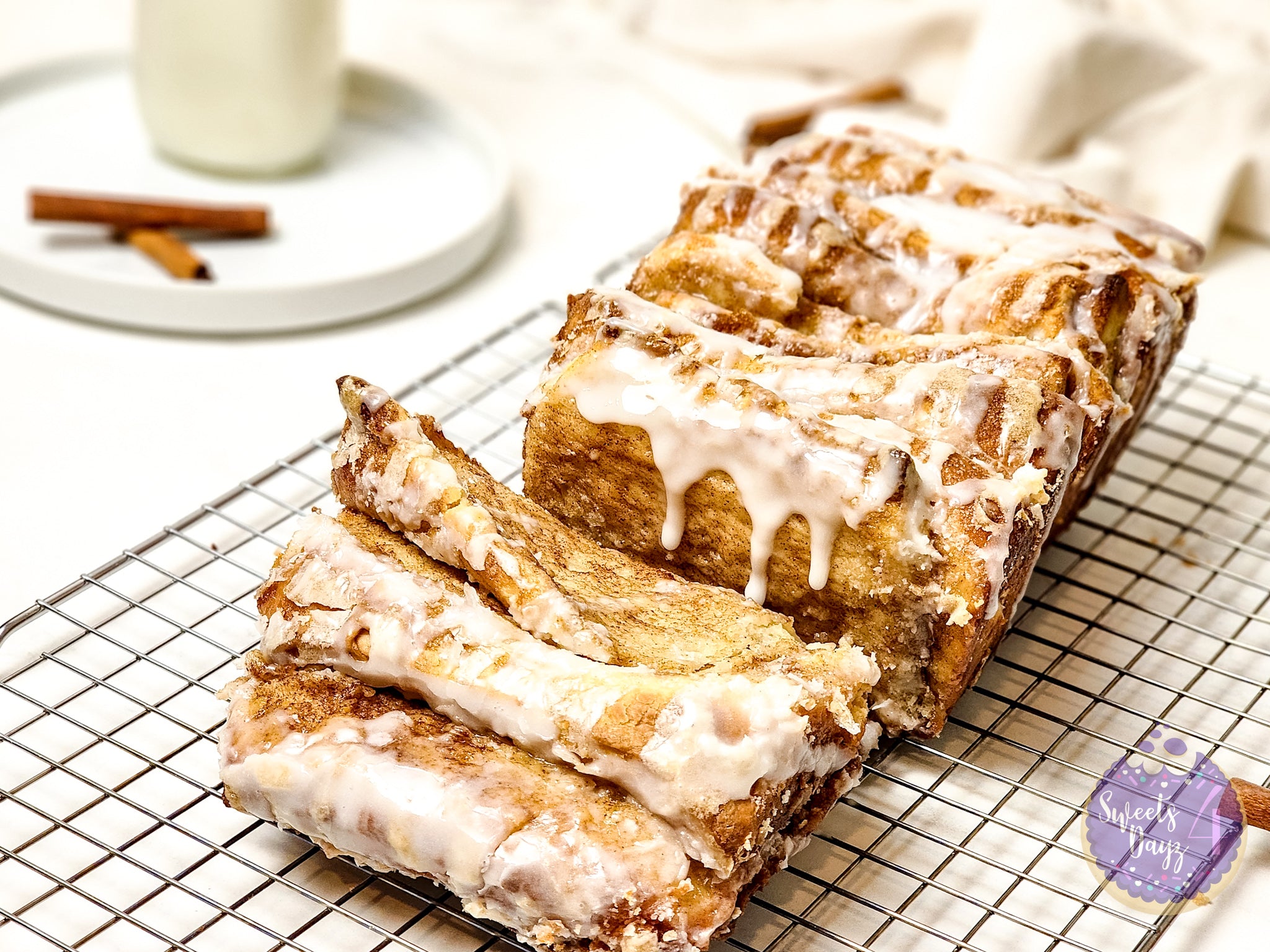 Cinnamon Pull Apart Bread on Marble
