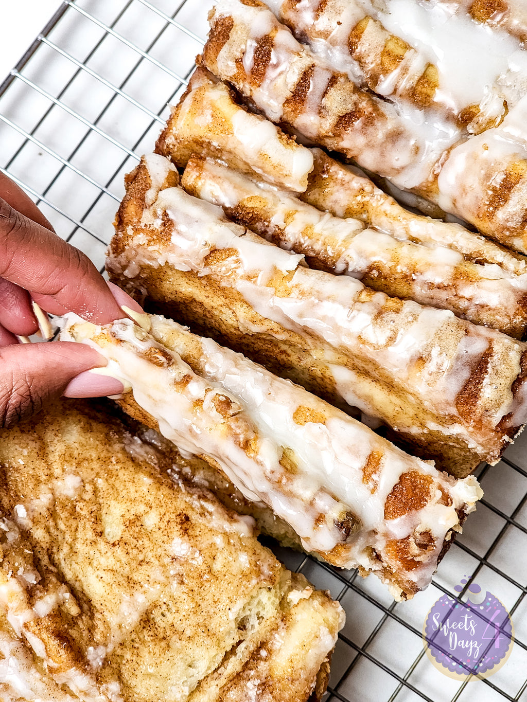 Cinnamon Pull Apart Bread on Marble