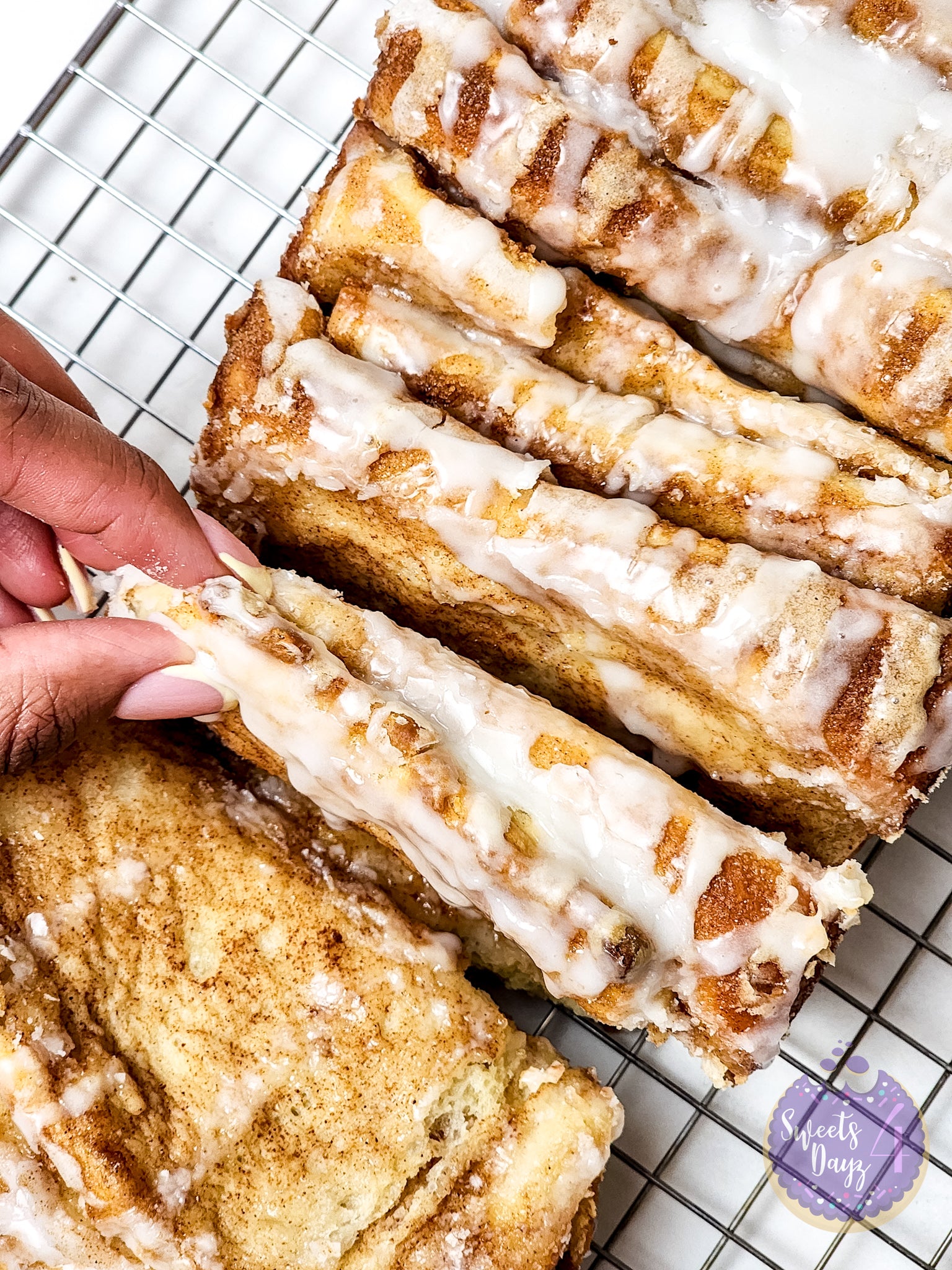 Cinnamon Pull Apart Bread on Marble