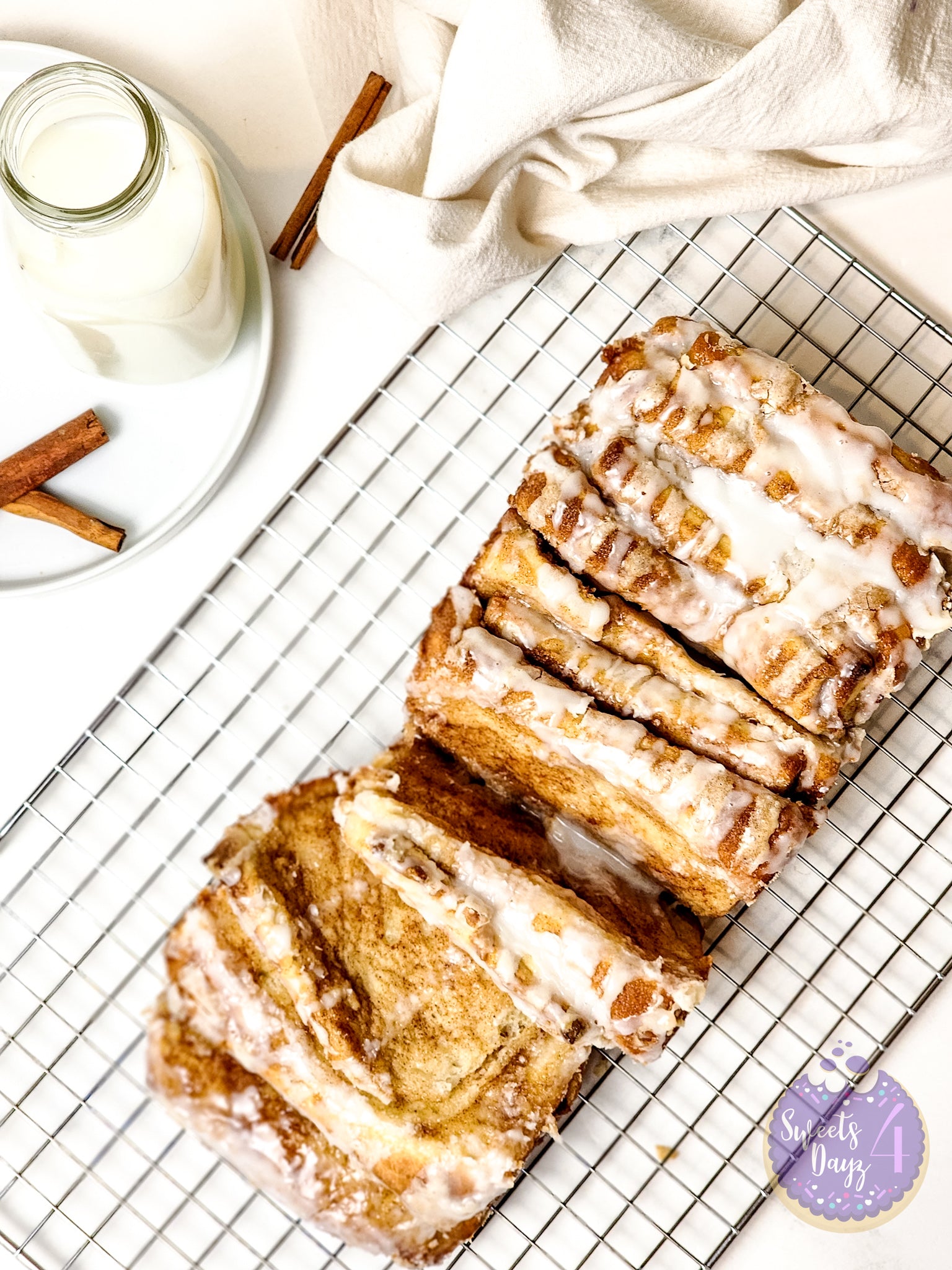 Cinnamon Pull Apart Bread on Marble
