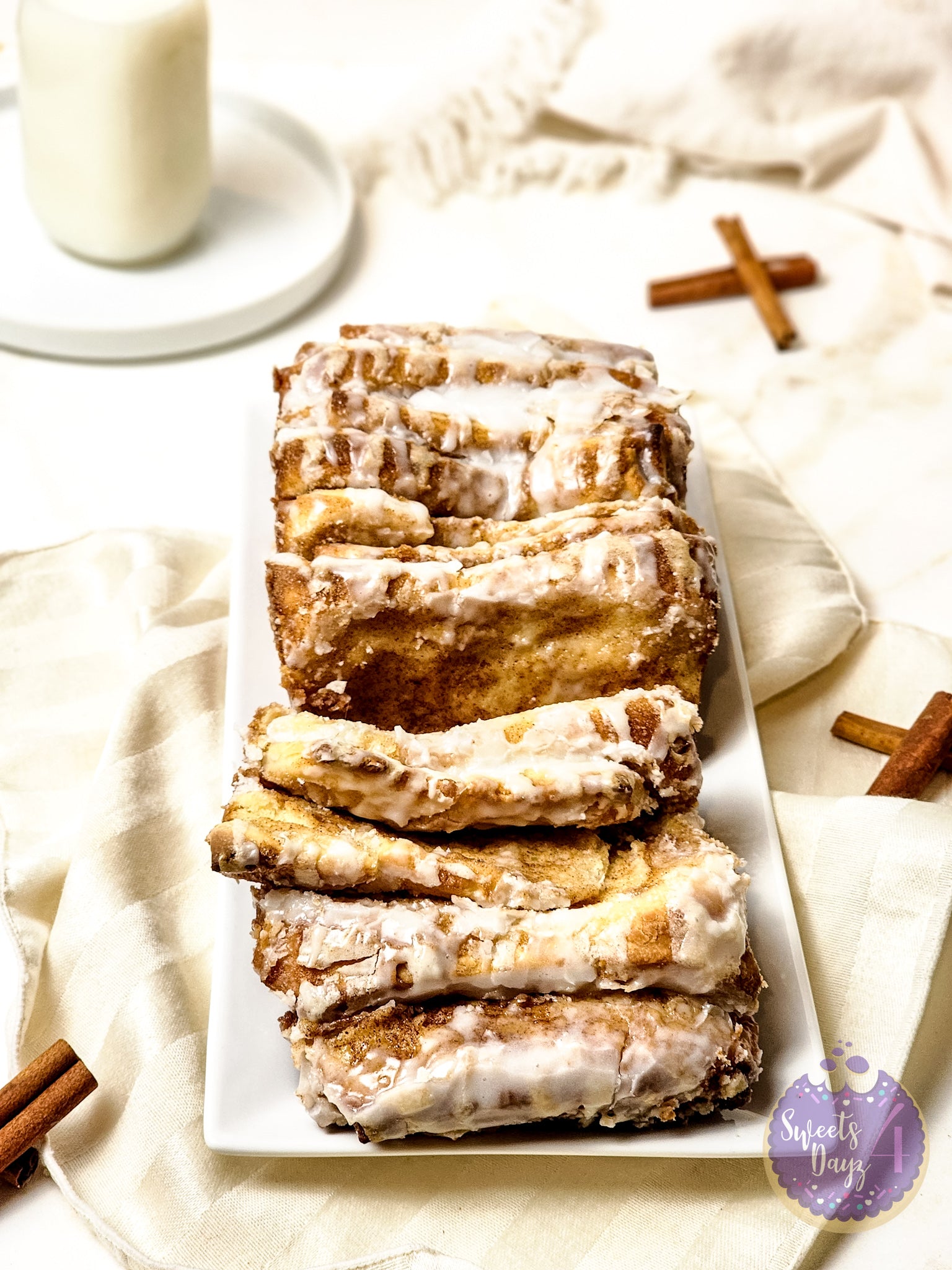Cinnamon Pull Apart Bread on Gold Marble