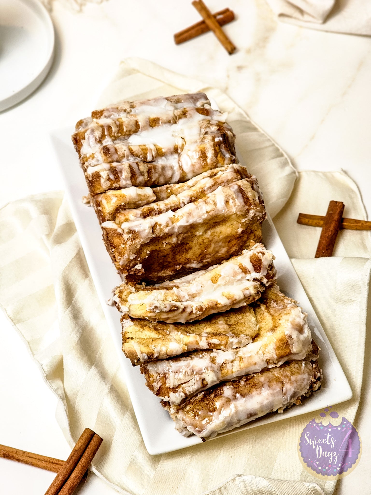 Cinnamon Pull Apart Bread on Gold Marble