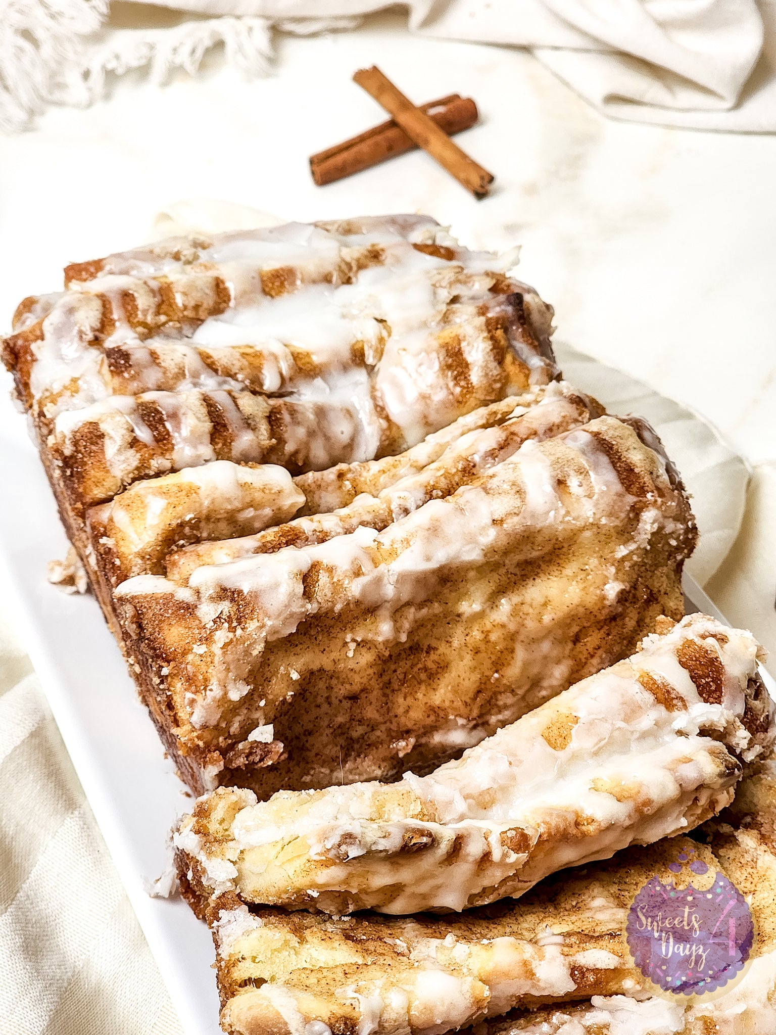 Cinnamon Pull Apart Bread on Gold Marble