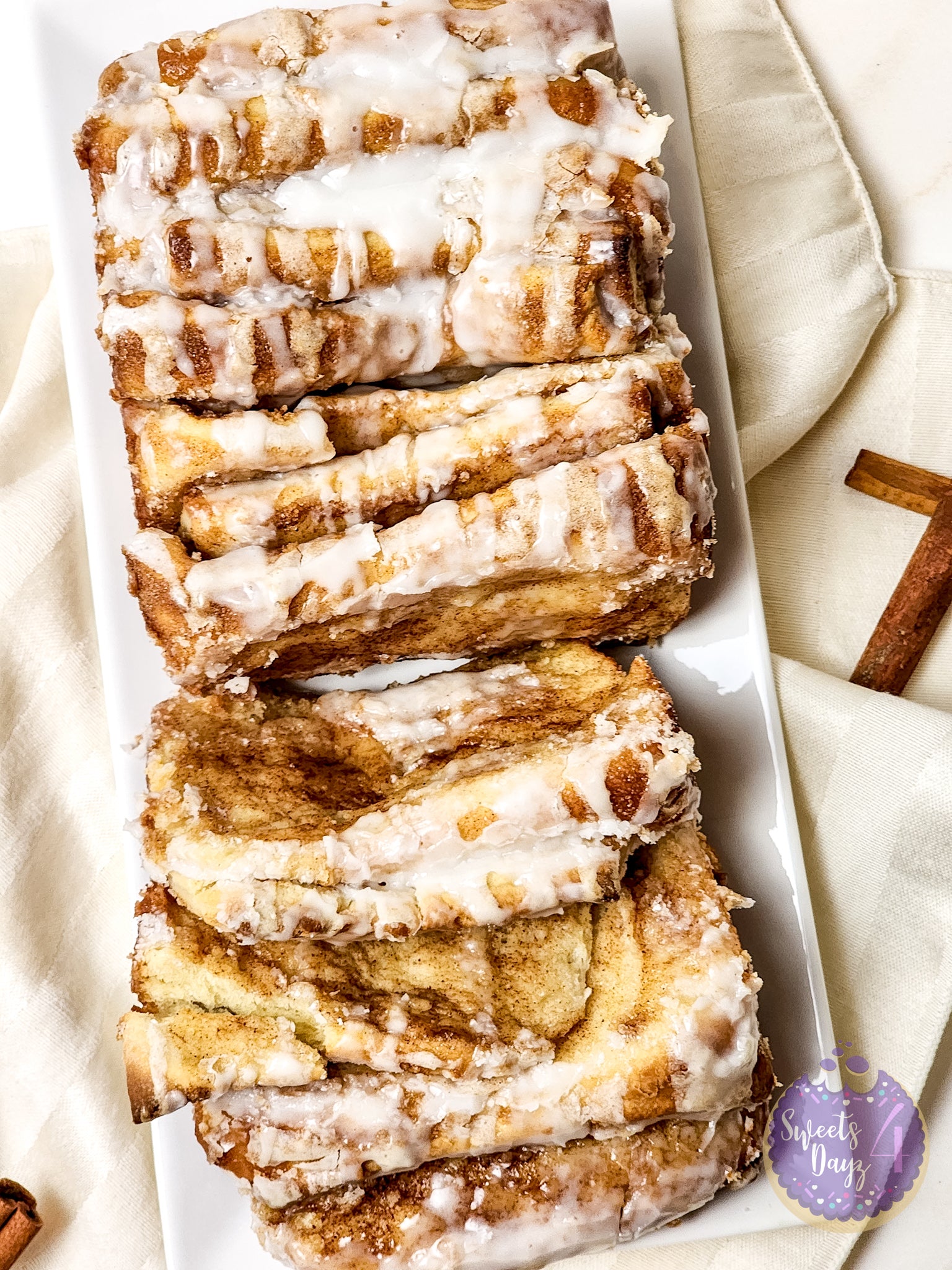 Cinnamon Pull Apart Bread on Gold Marble
