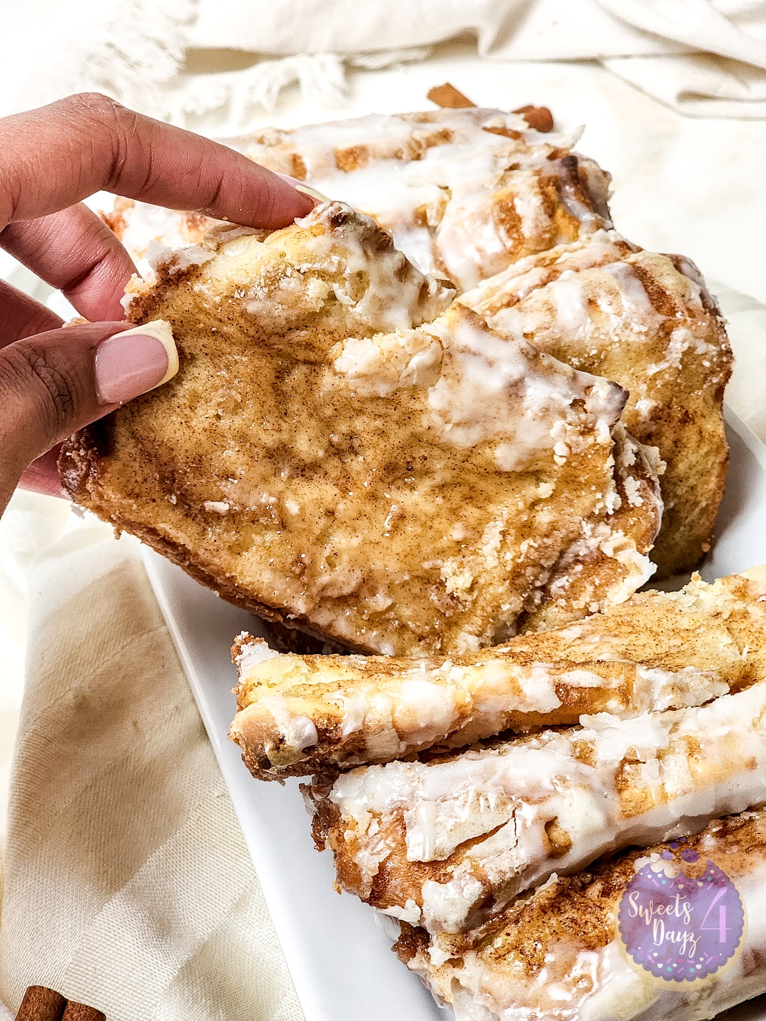 Cinnamon Pull Apart Bread on Gold Marble