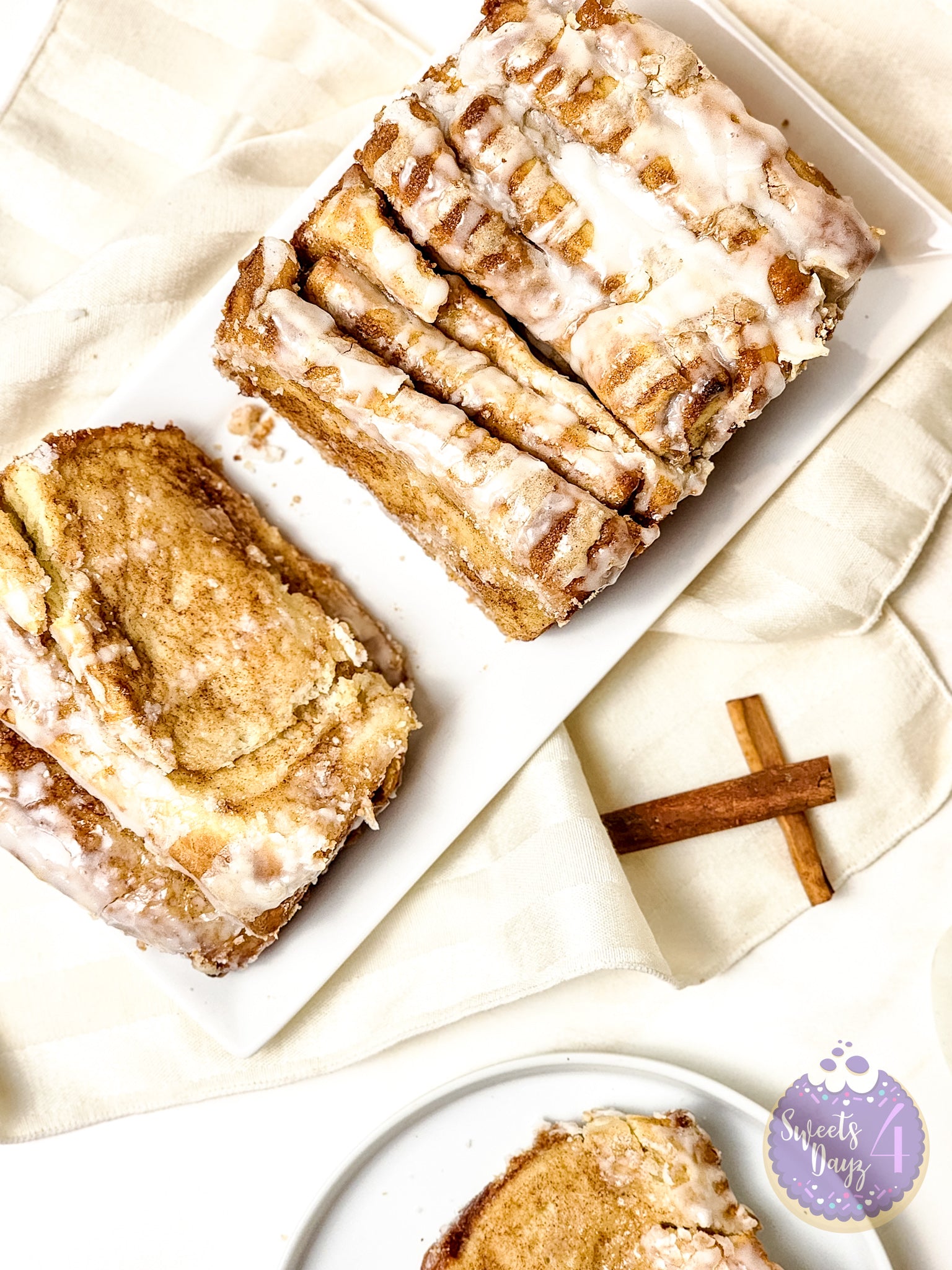 Cinnamon Pull Apart Bread on Gold Marble