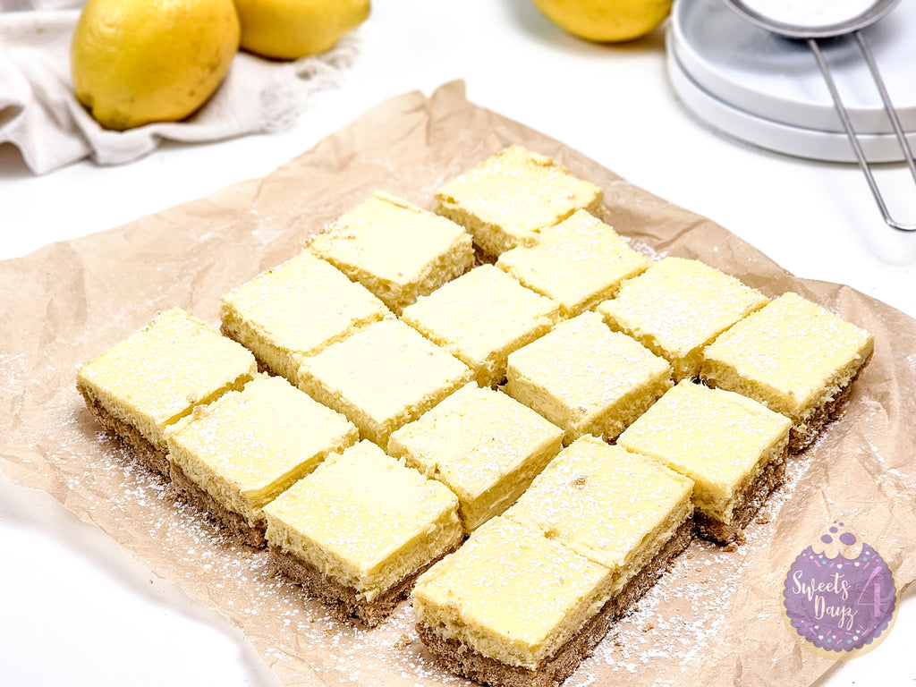 Lemon Cheesecake Bars on White