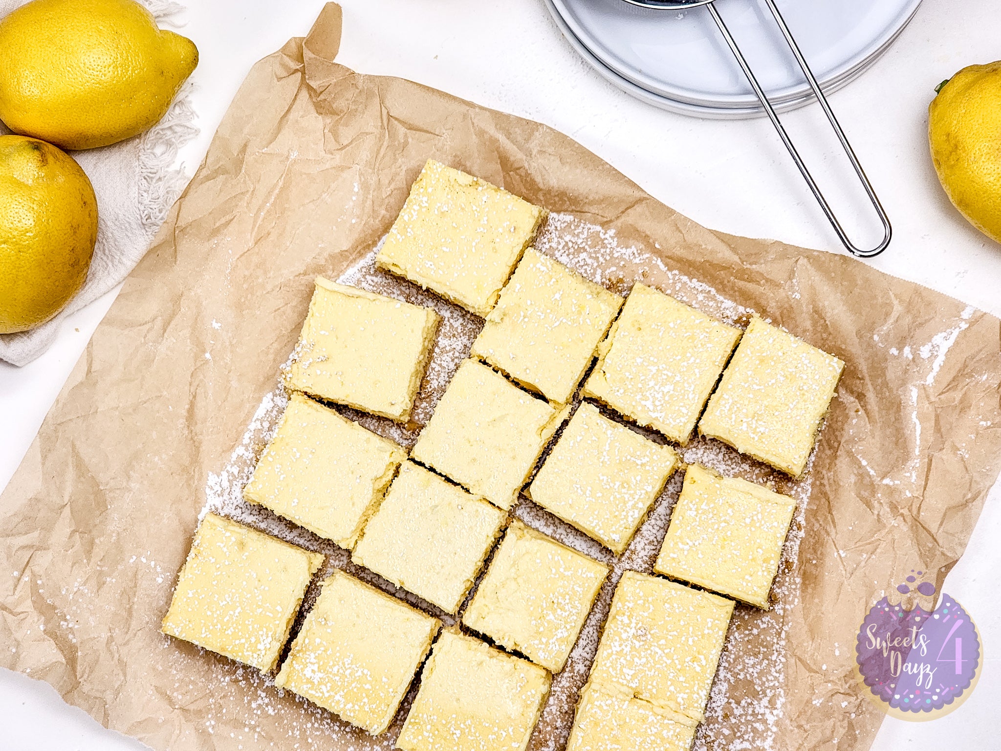 Lemon Cheesecake Bars on White