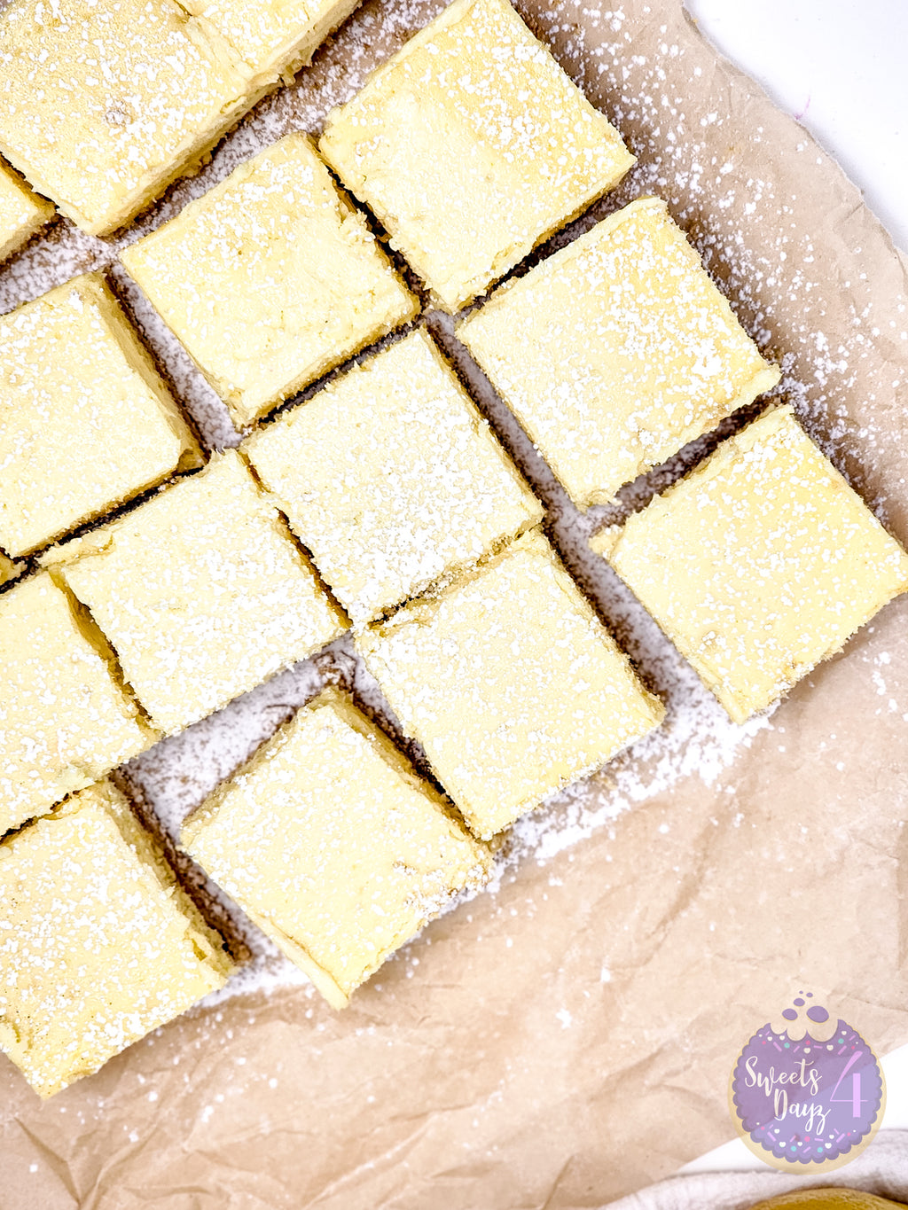 Lemon Cheesecake Bars on White