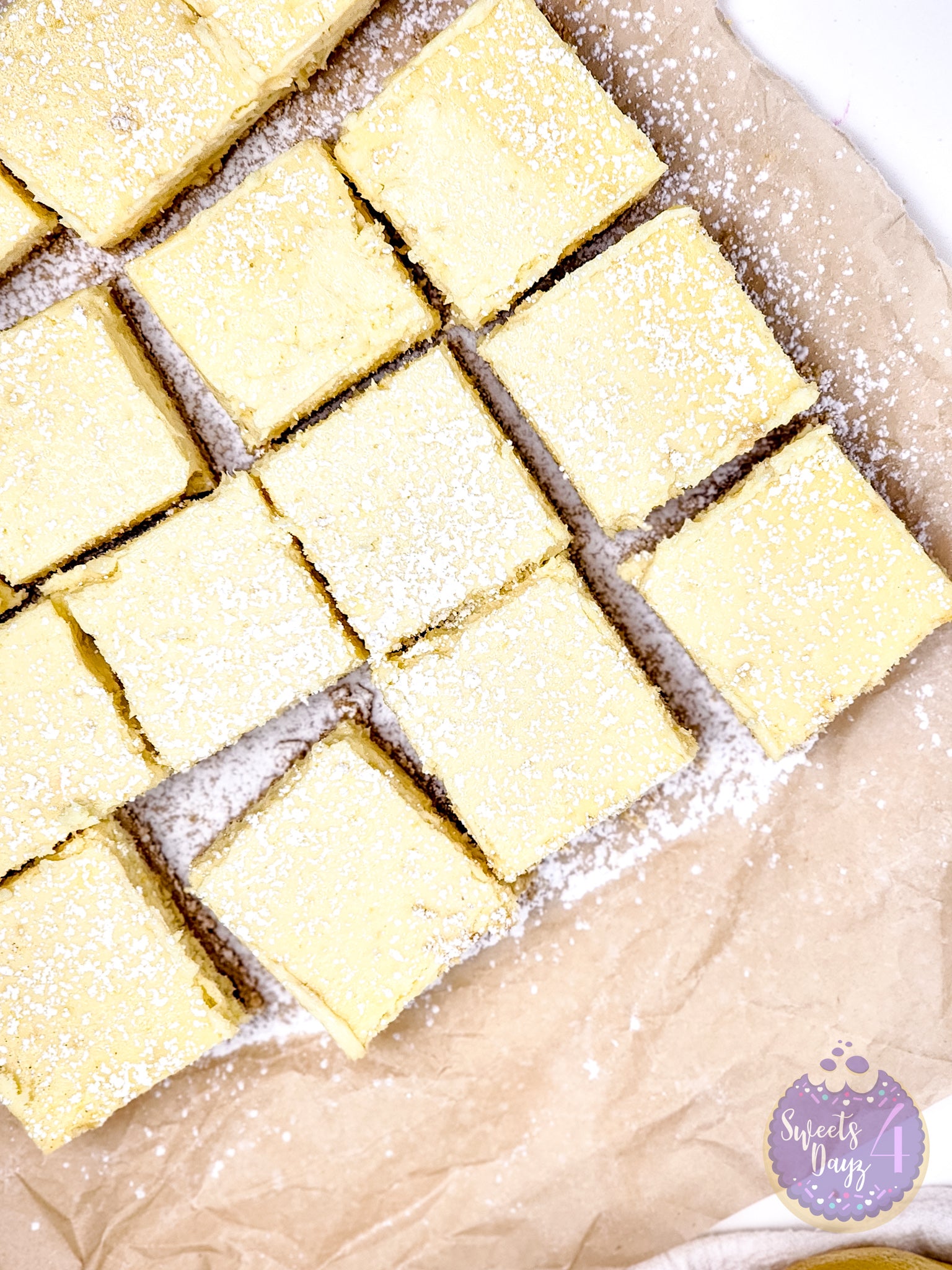 Lemon Cheesecake Bars on White