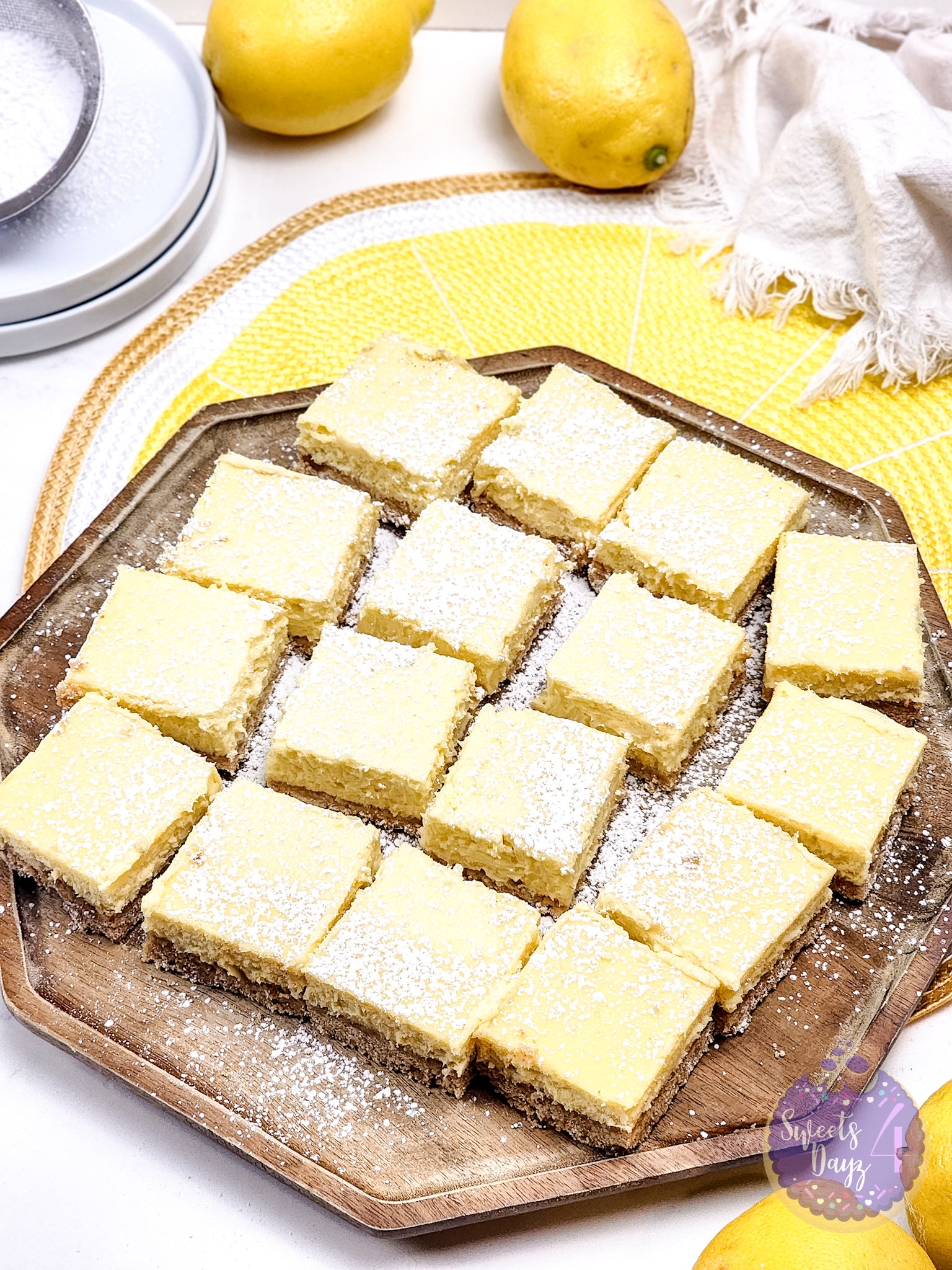 Lemon Cheesecake Bars on Marble