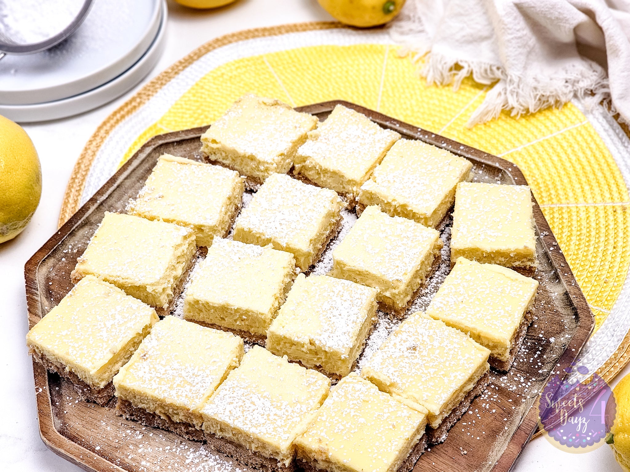 Lemon Cheesecake Bars on Marble