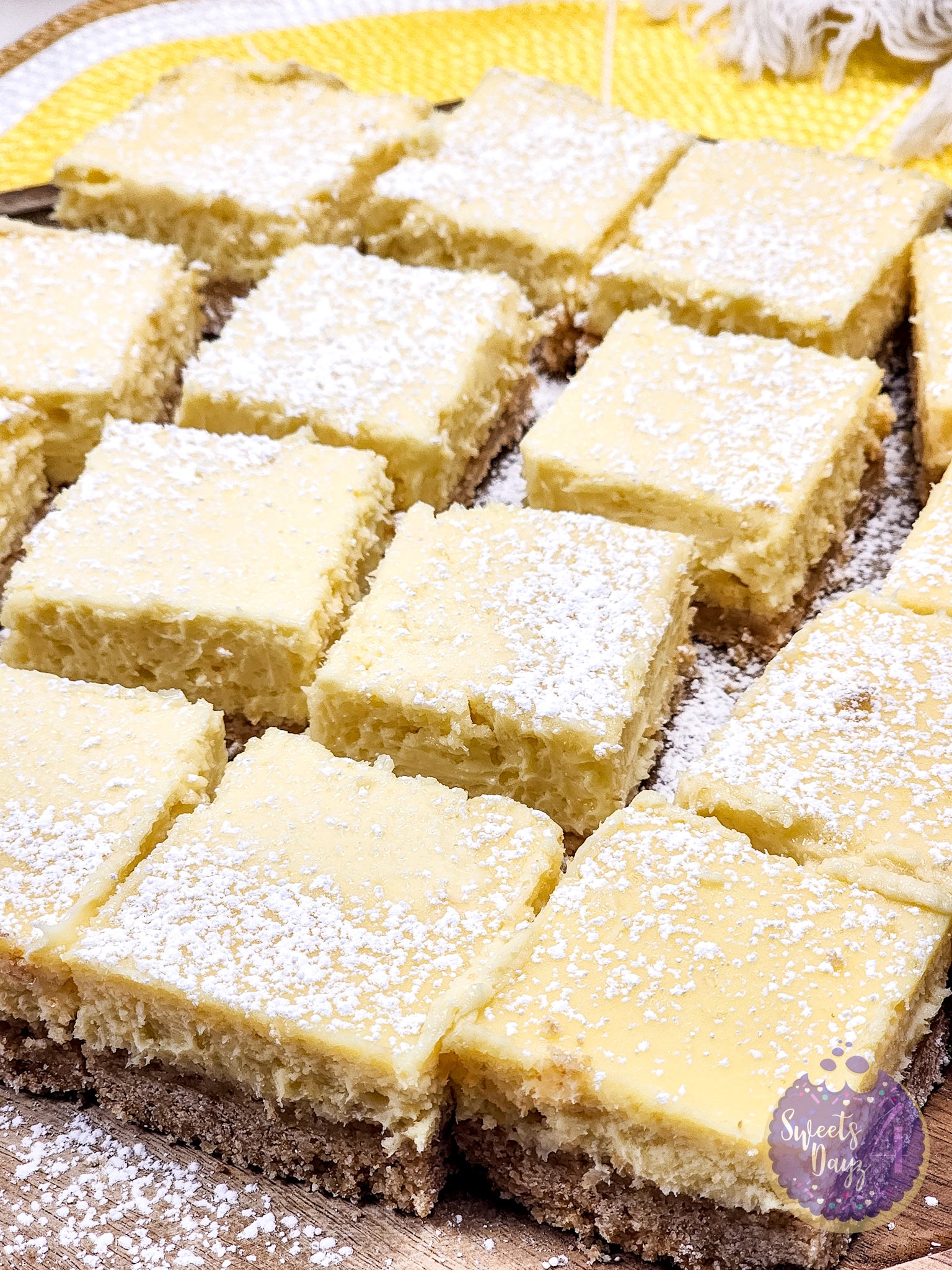 Lemon Cheesecake Bars on Marble