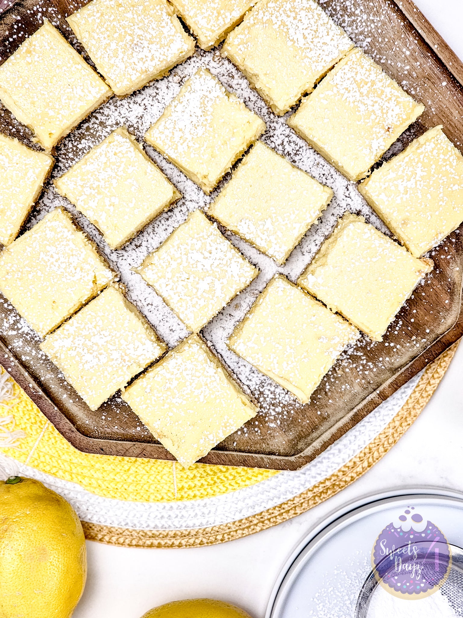 Lemon Cheesecake Bars on Marble