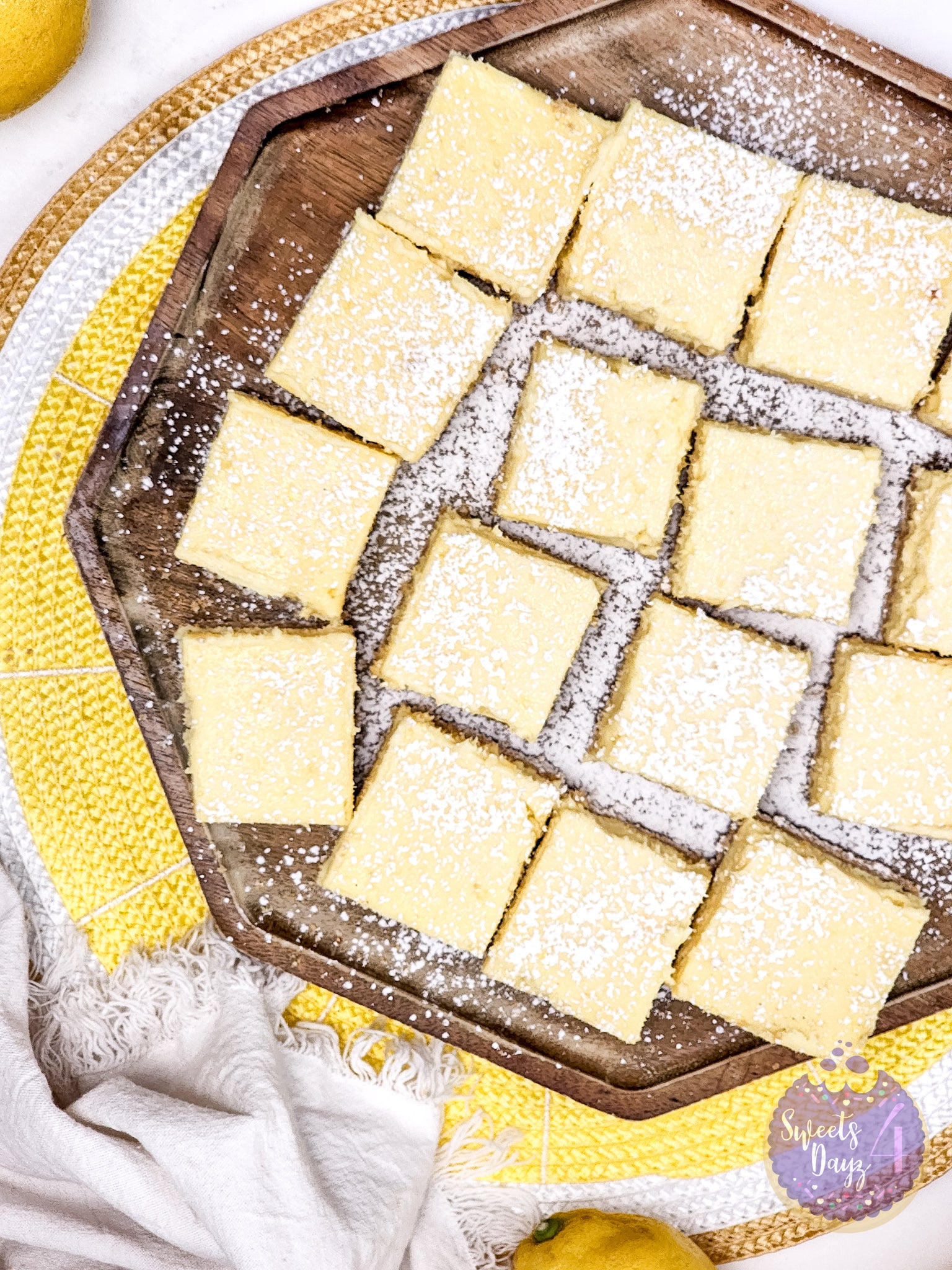 Lemon Cheesecake Bars on Marble