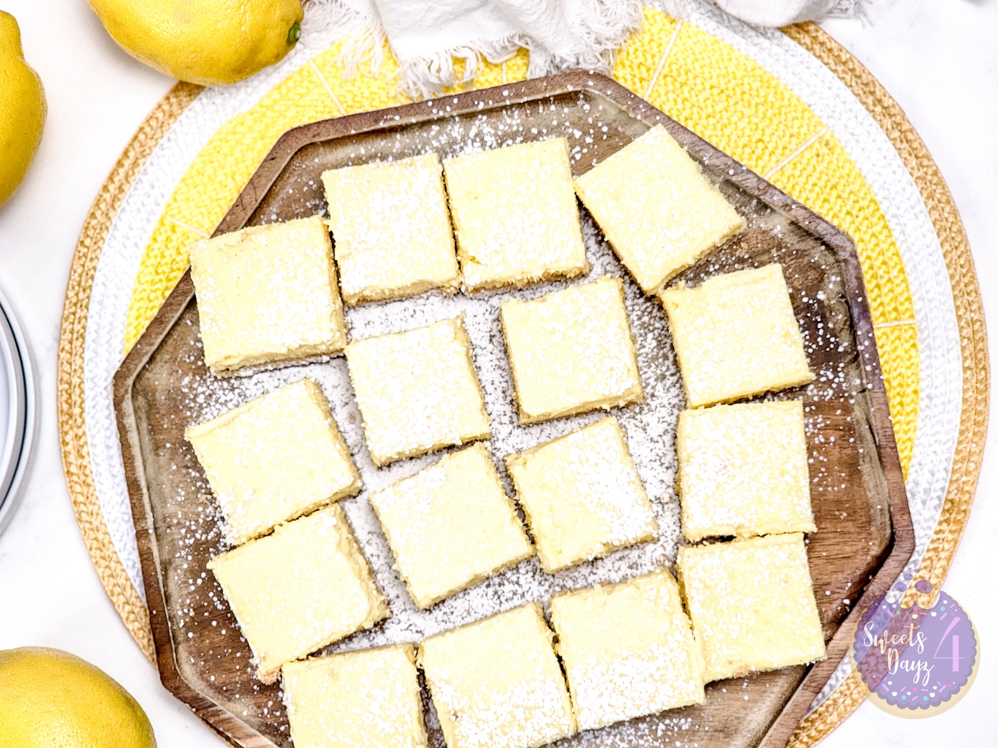Lemon Cheesecake Bars on Marble