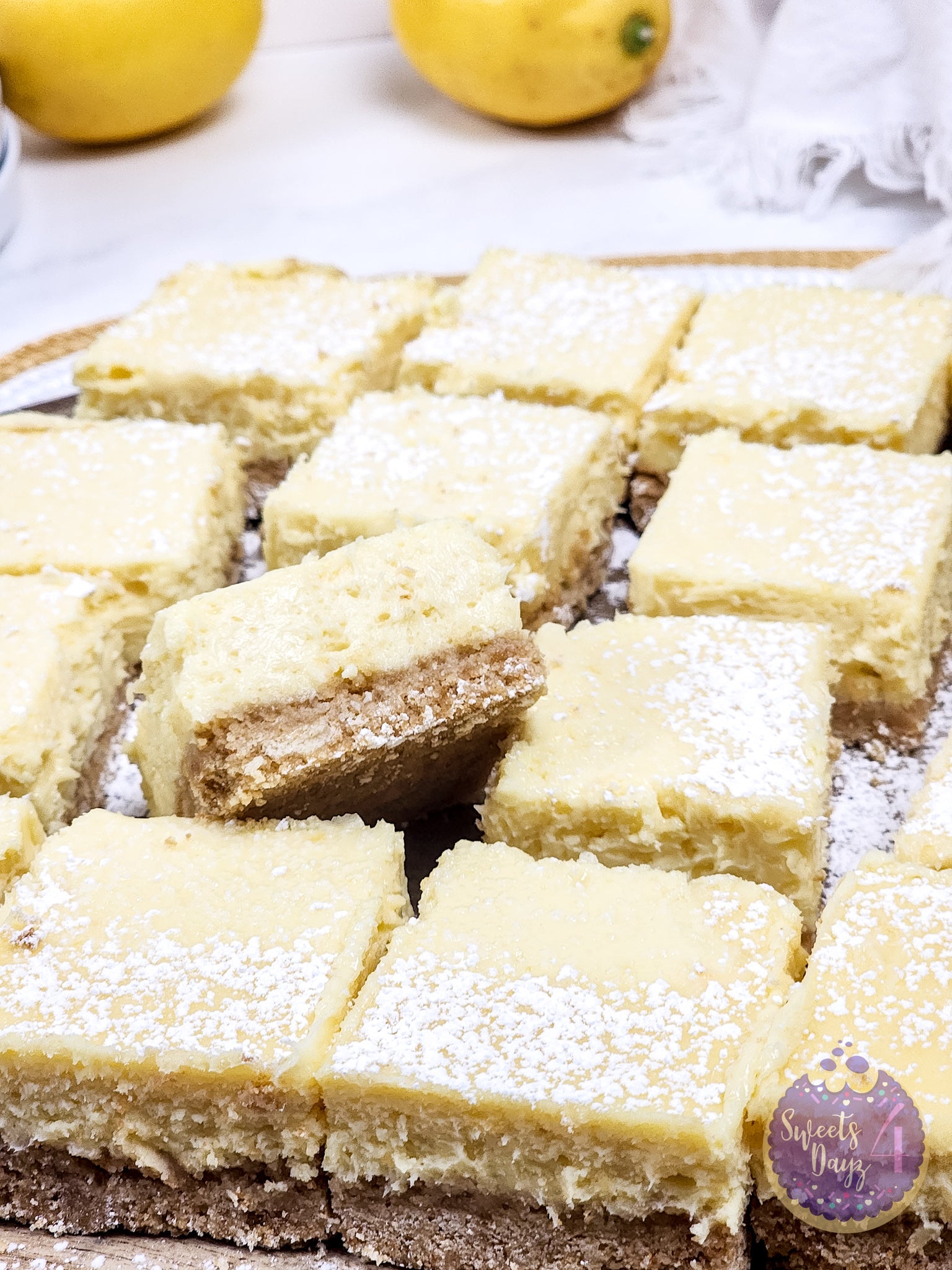 Lemon Cheesecake Bars on Marble