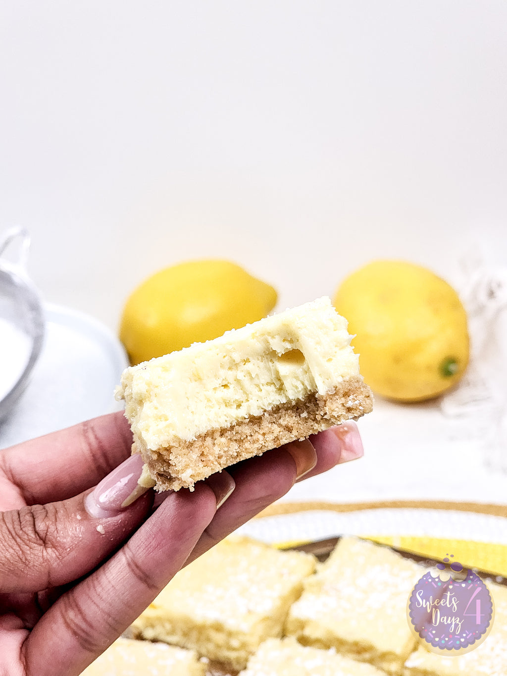 Lemon Cheesecake Bars on Marble