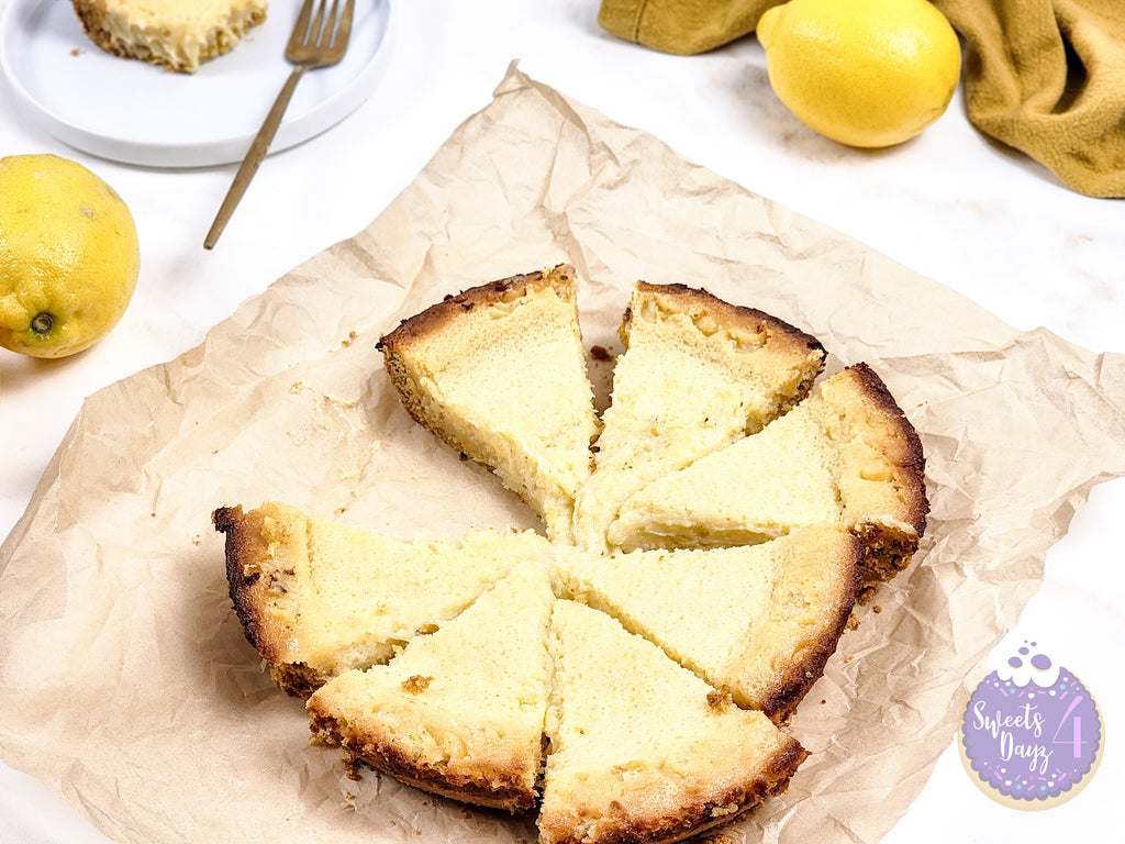 Lemon Gooey Butter Cake on Gold Marble