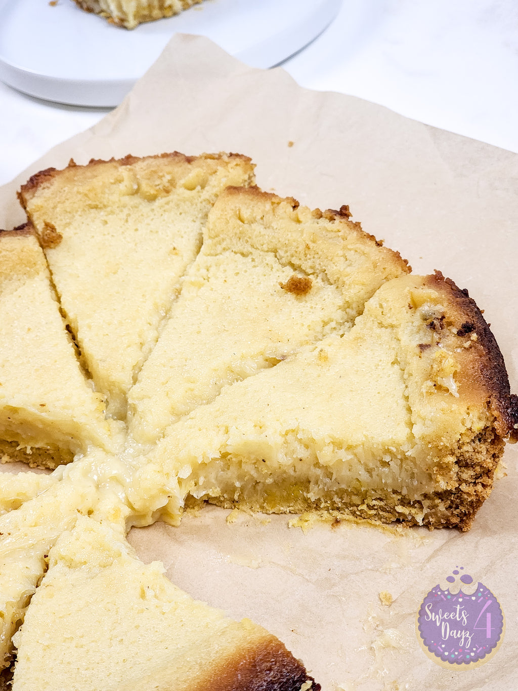 Lemon Gooey Butter Cake on Gold Marble