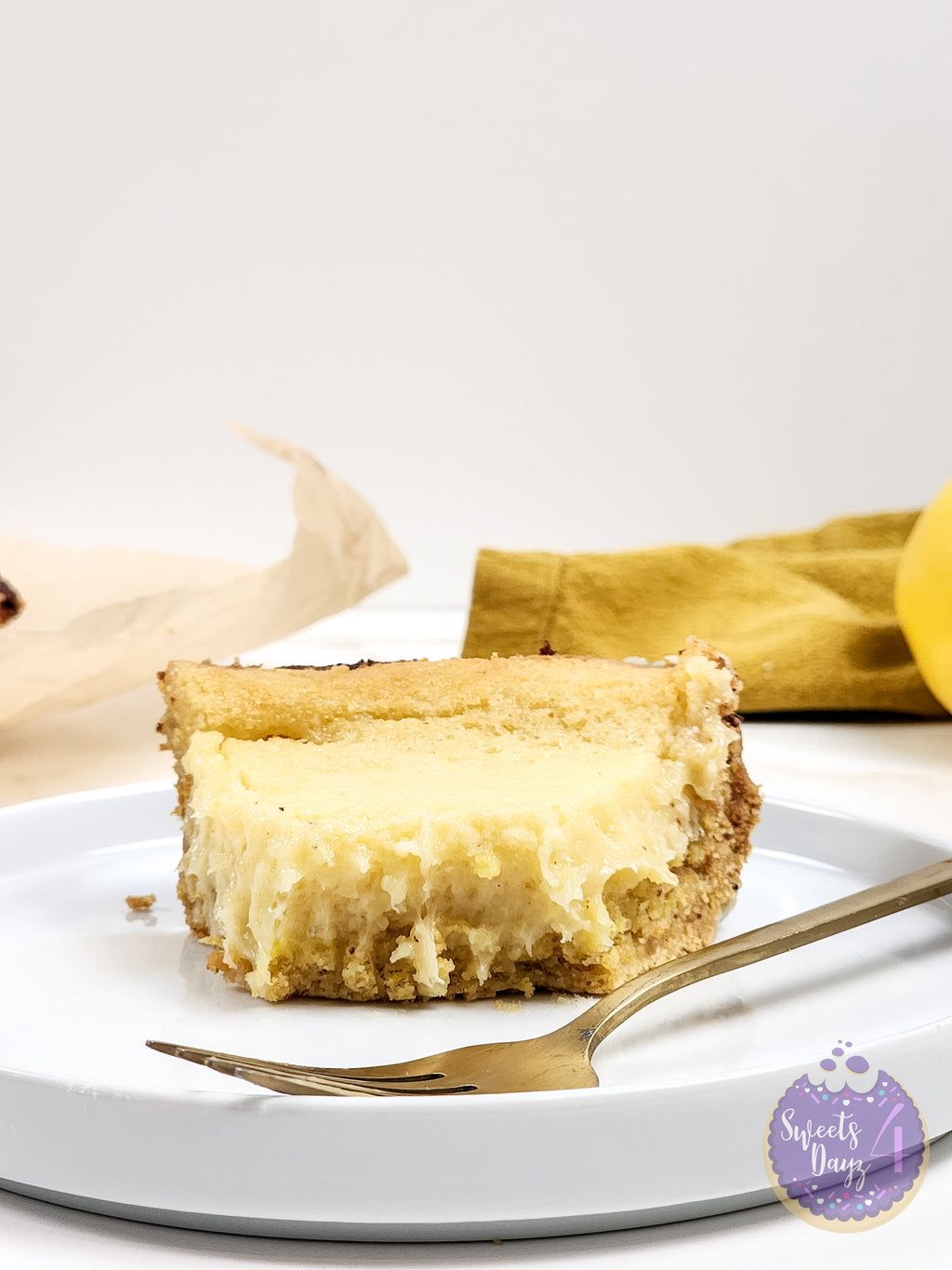 Lemon Gooey Butter Cake on Gold Marble
