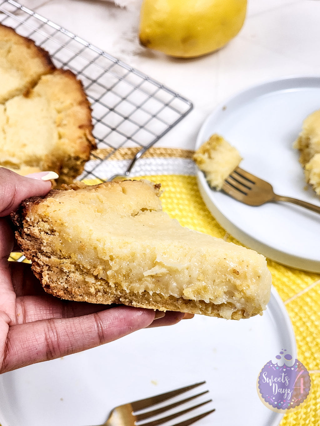 Lemon Gooey Butter Cake on Rhombus