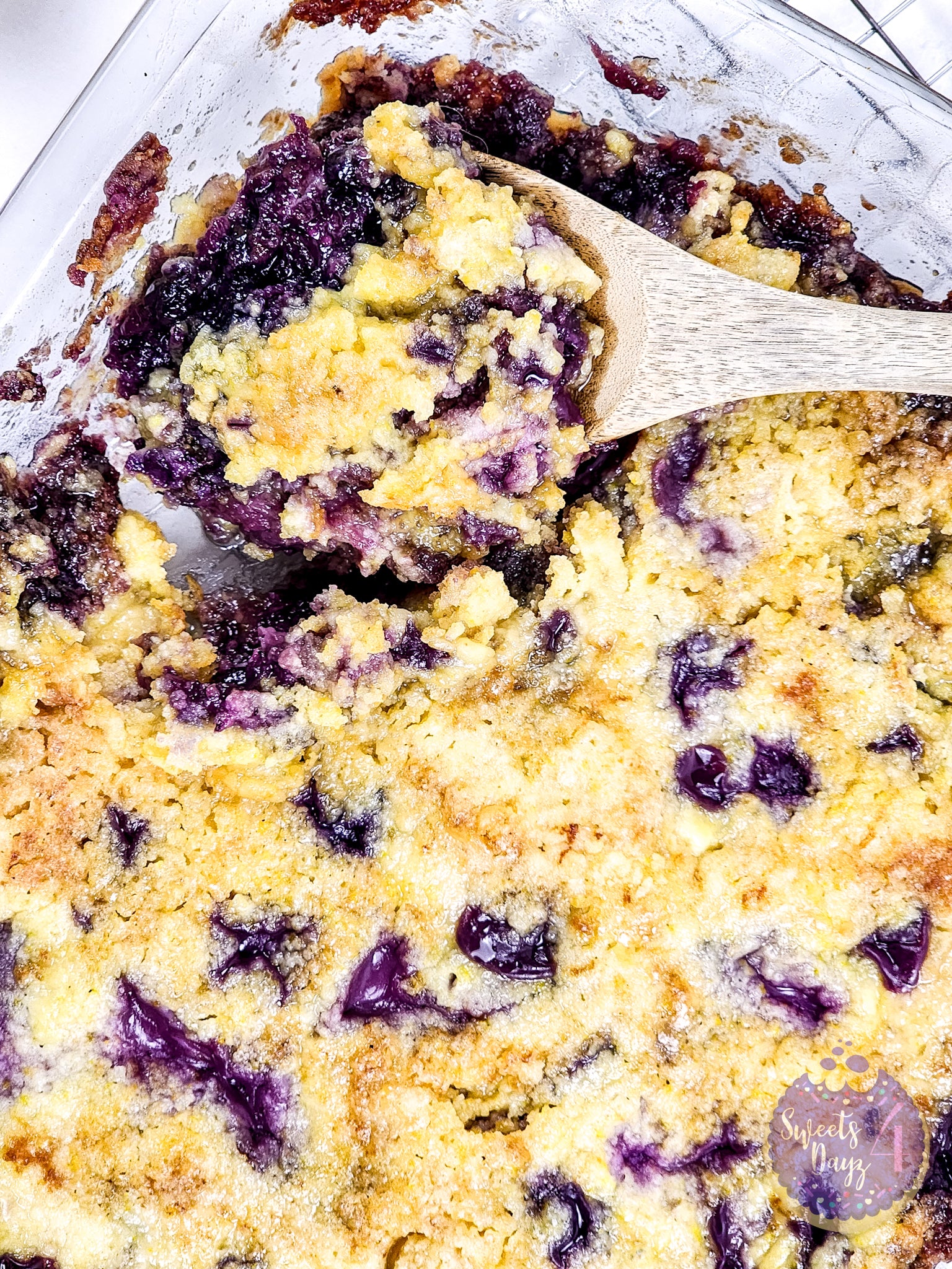 Lemon Blueberry Dump Cake on Marble