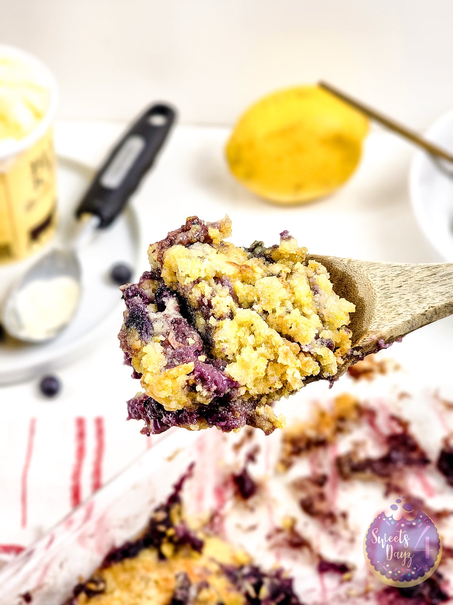 Lemon Blueberry Dump Cake on Rhombus