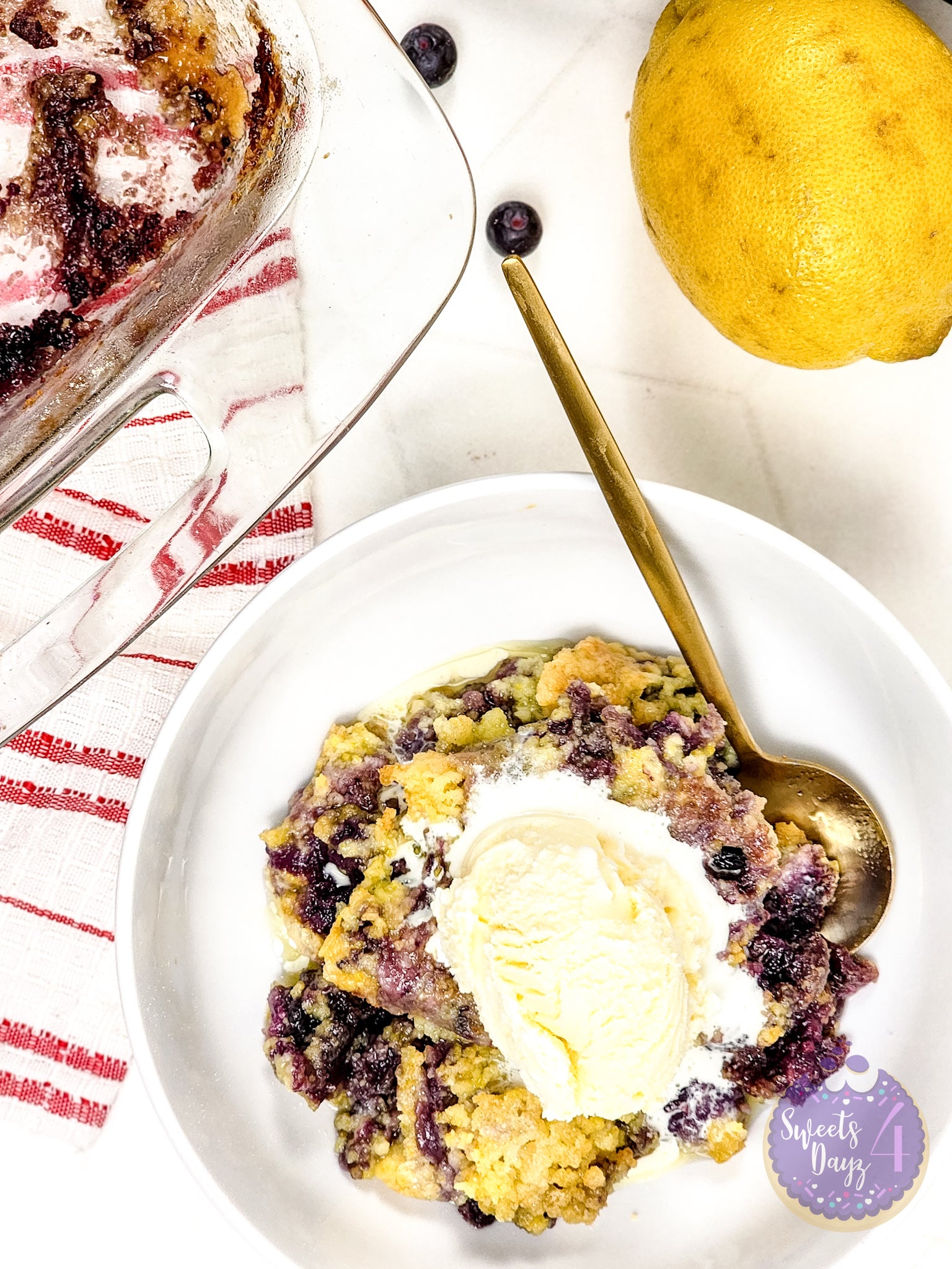 Lemon Blueberry Dump Cake on Rhombus