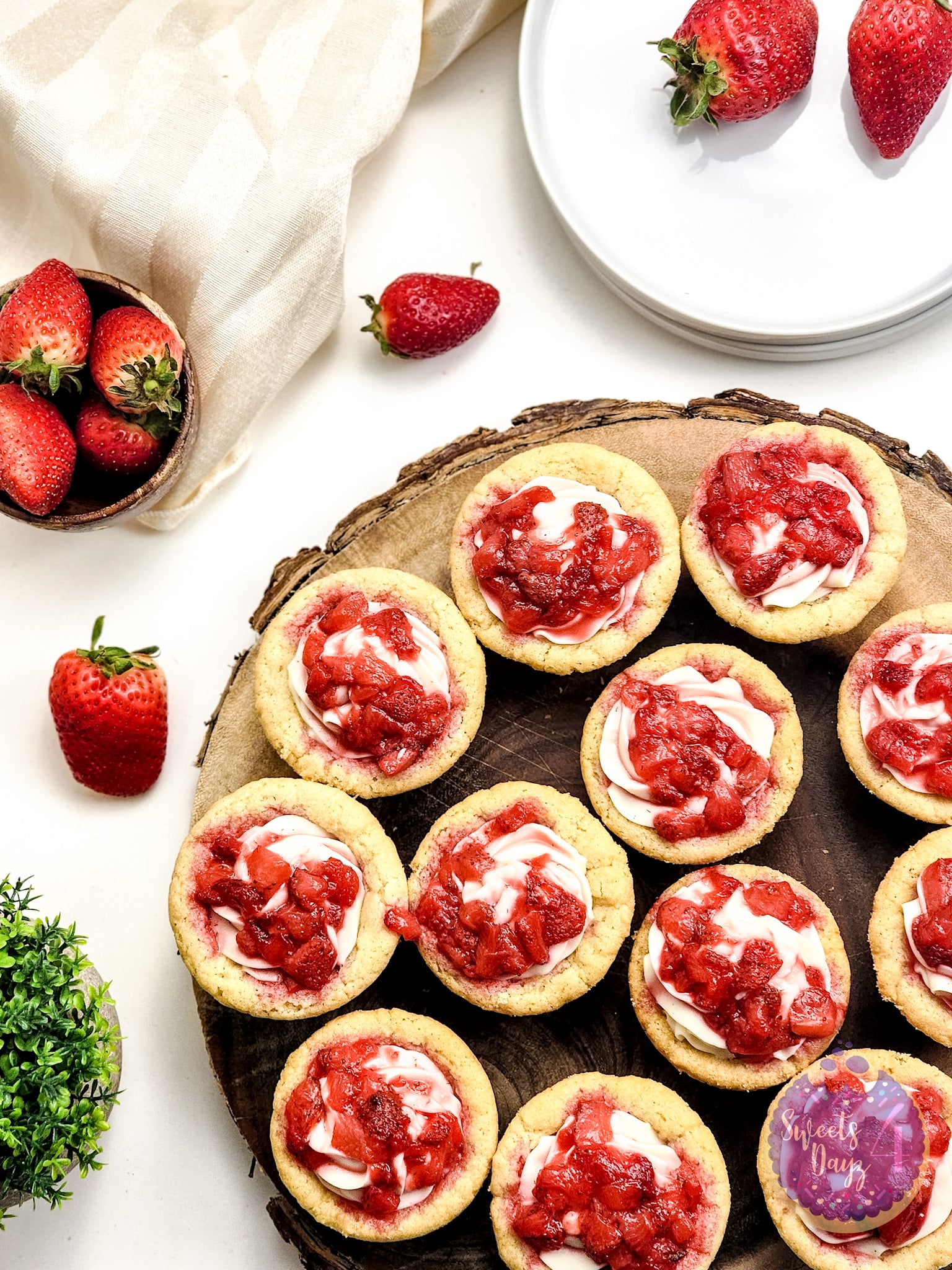 Strawberry Cheesecake Cookie Cups on White