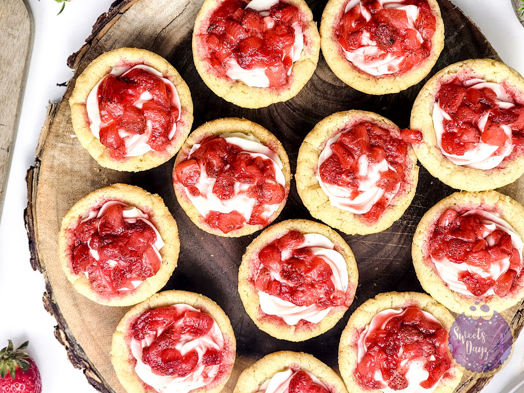 Strawberry Cheesecake Cookie Cups on White
