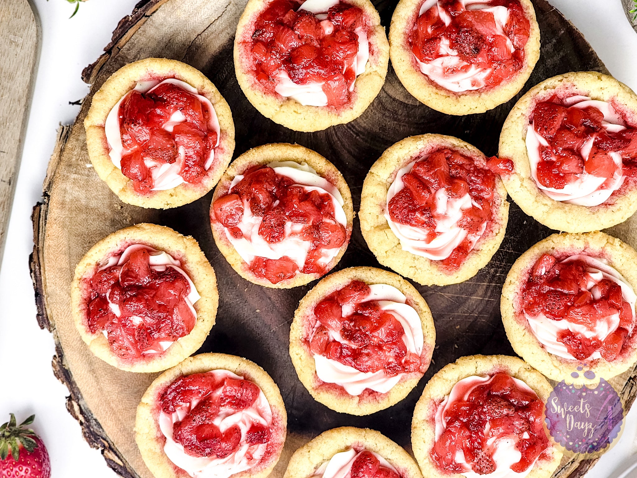 Strawberry Cheesecake Cookie Cups on White