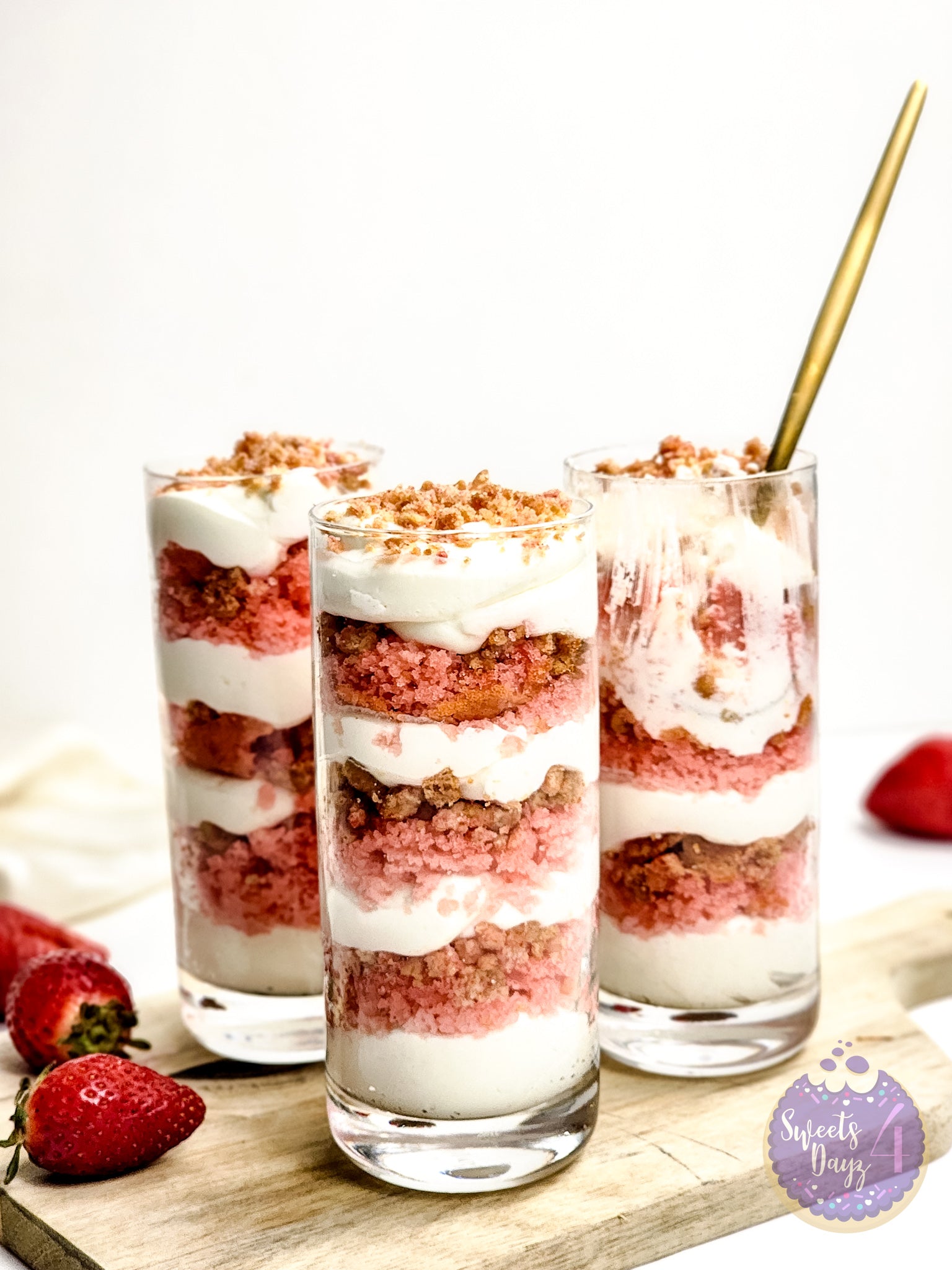 Strawberry Crunch Parfait on Marble