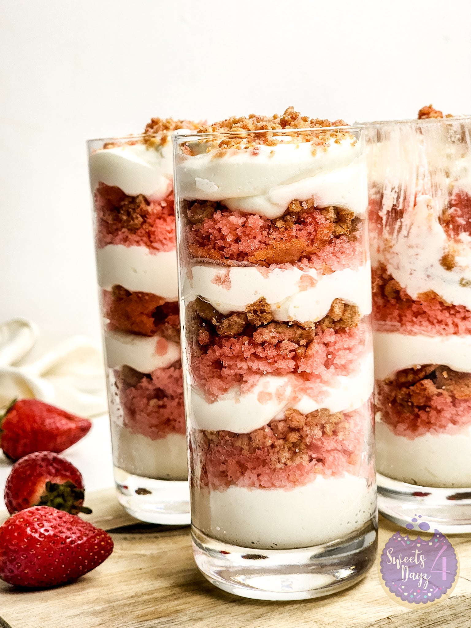 Strawberry Crunch Parfait on Marble