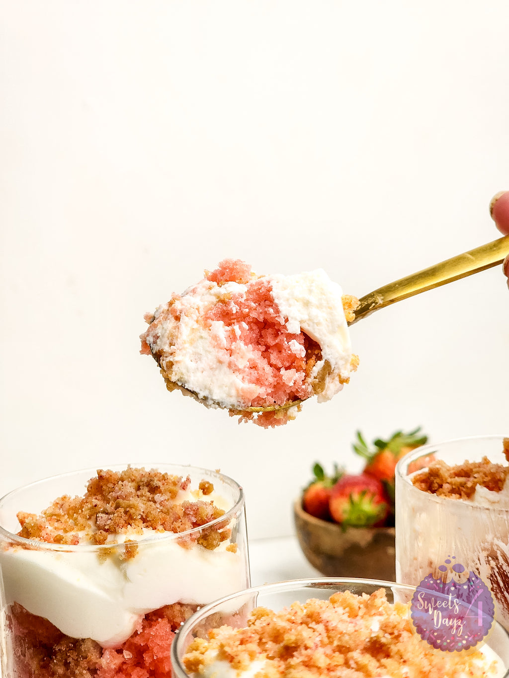 Strawberry Crunch Parfait on Marble