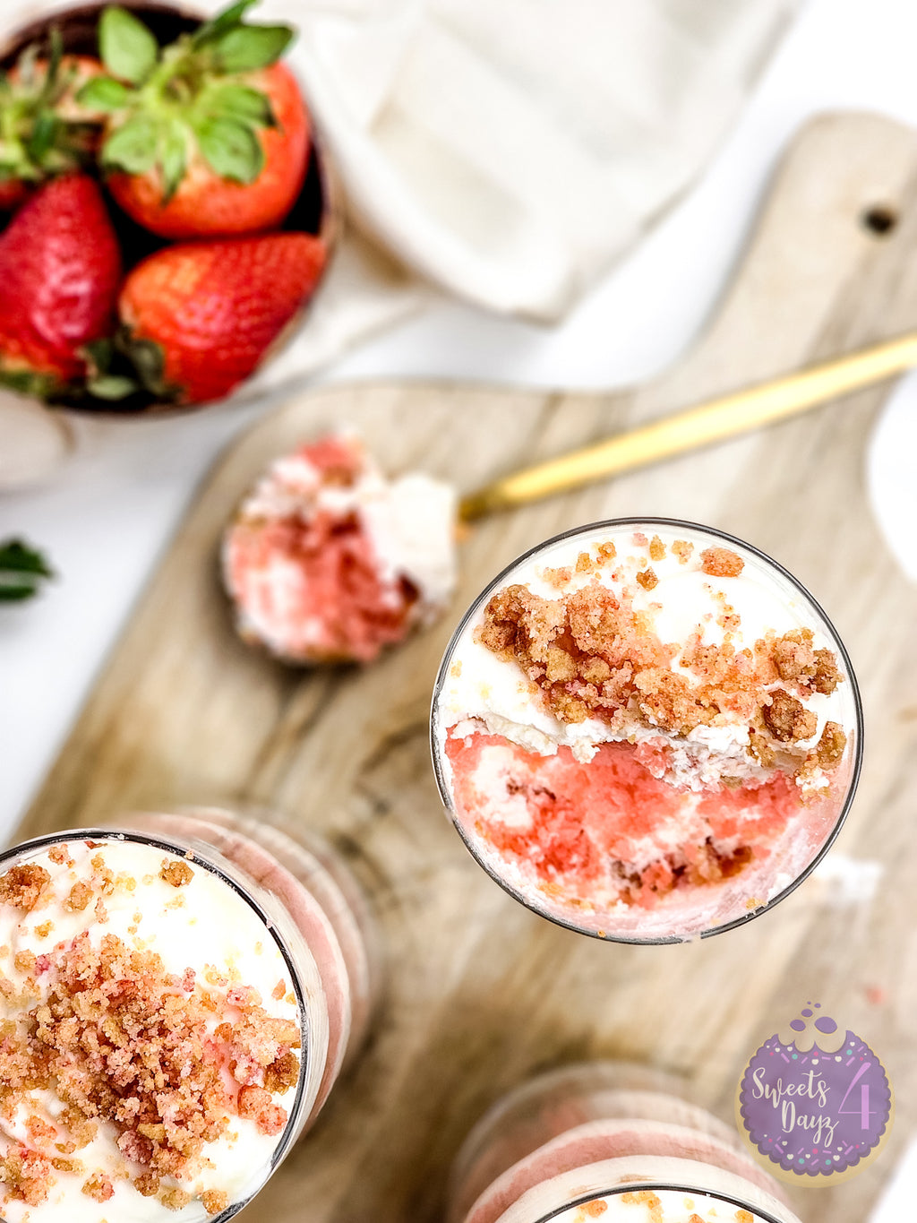 Strawberry Crunch Parfait on Marble