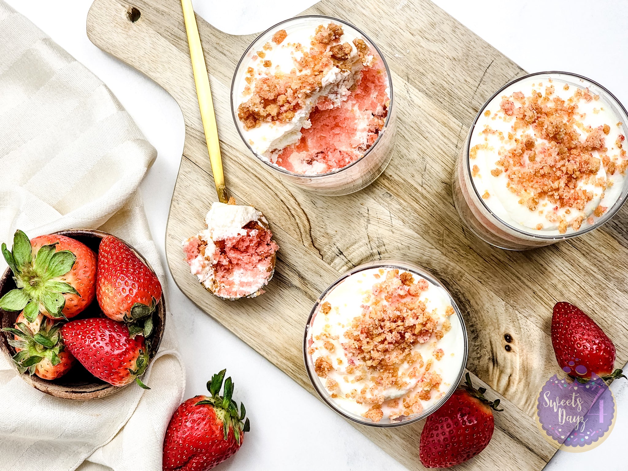 Strawberry Crunch Parfait on Marble