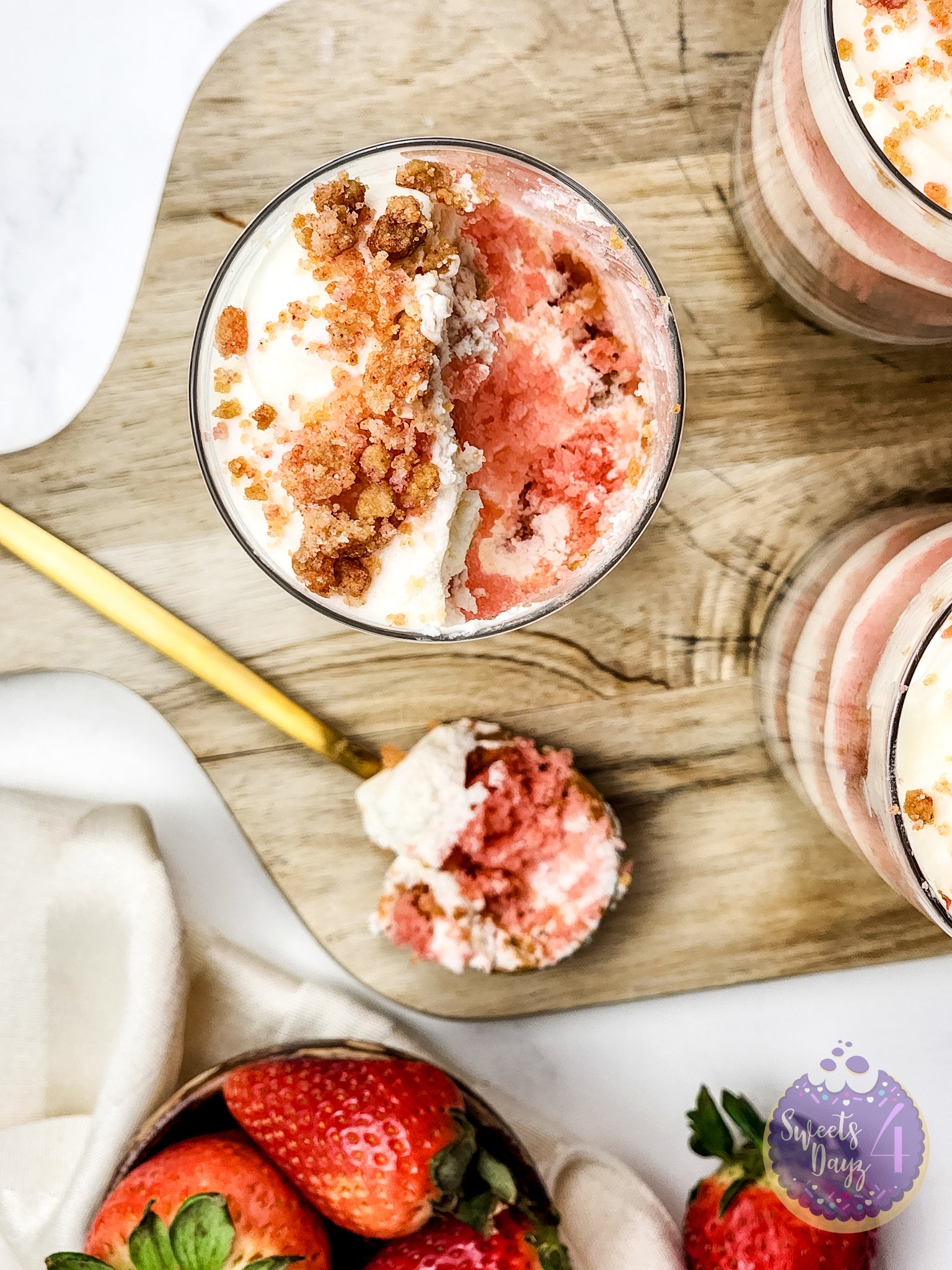 Strawberry Crunch Parfait on Marble