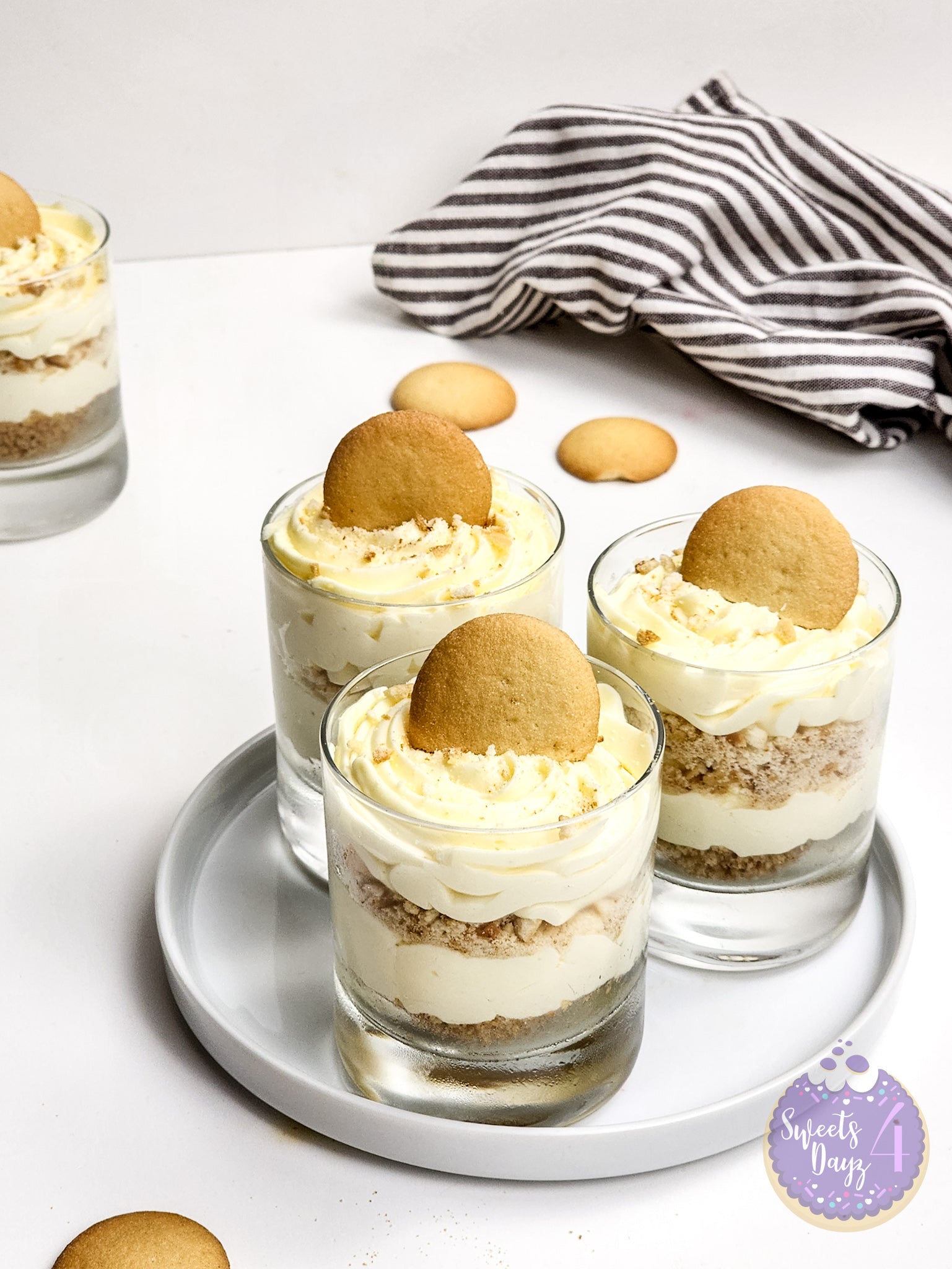 No Bake Vanilla Cheesecake Cups on White