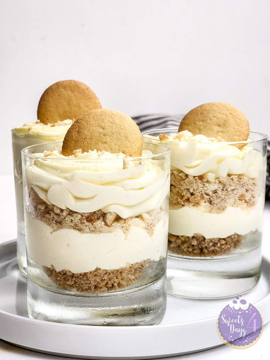 No Bake Vanilla Cheesecake Cups on White