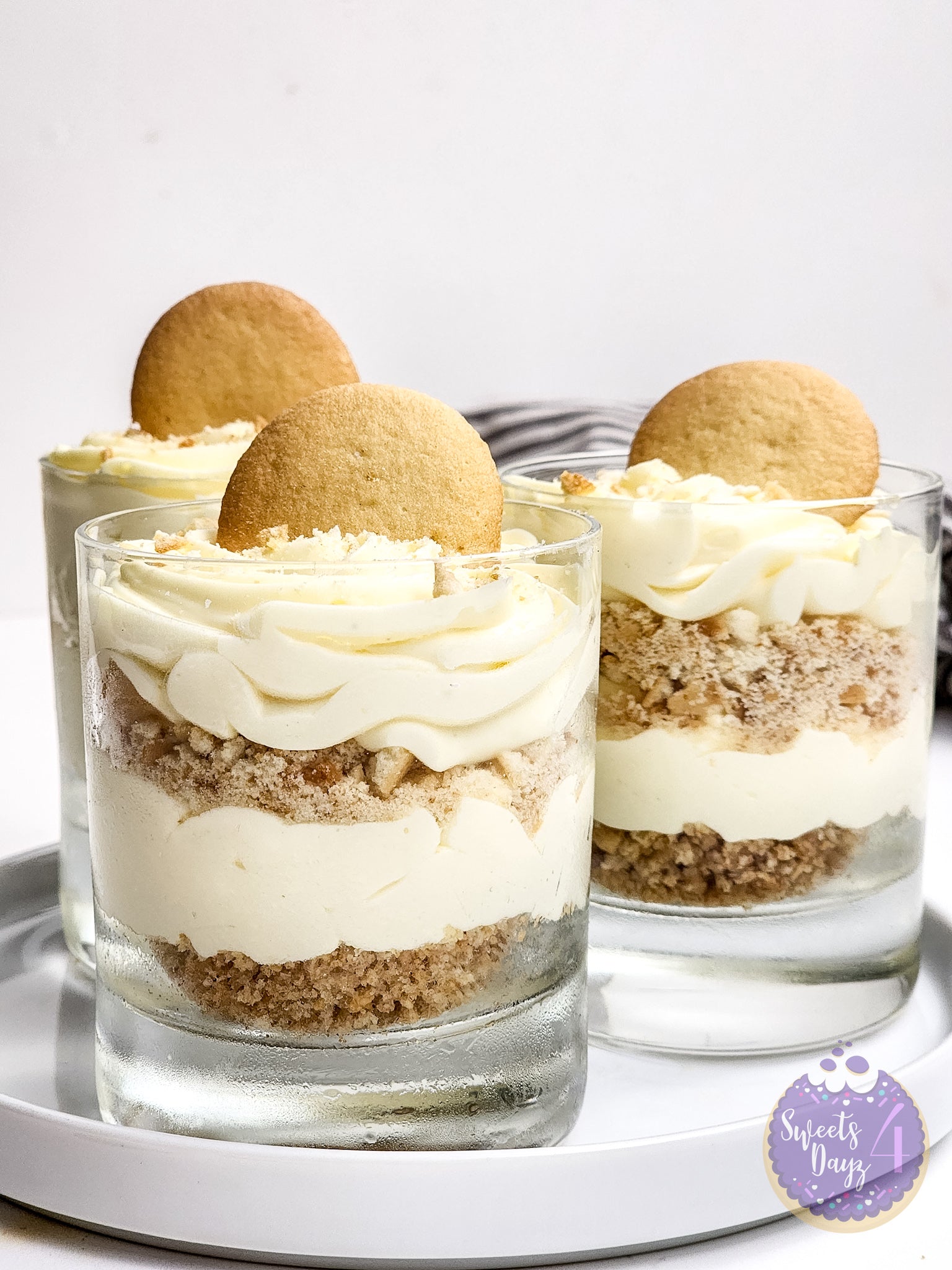 No Bake Vanilla Cheesecake Cups on White